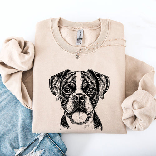Boxer Breed Portrait Graphic Featuring A Bold Boxer Icon For Dog Lovers Worldwide Sweatshirt