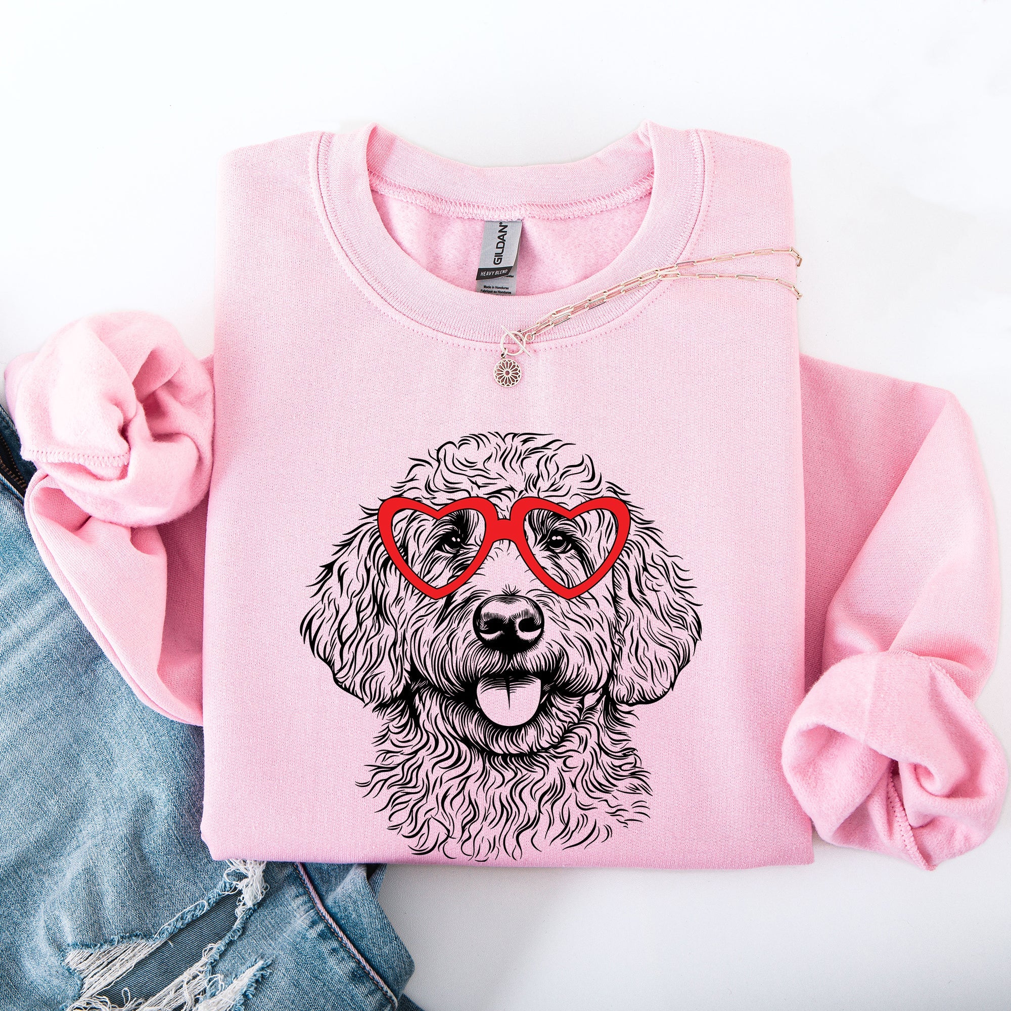 Goldendoodle Valentine For Dog Lovers Cozy Fleece Premium All Day Comfort Sweatshirt