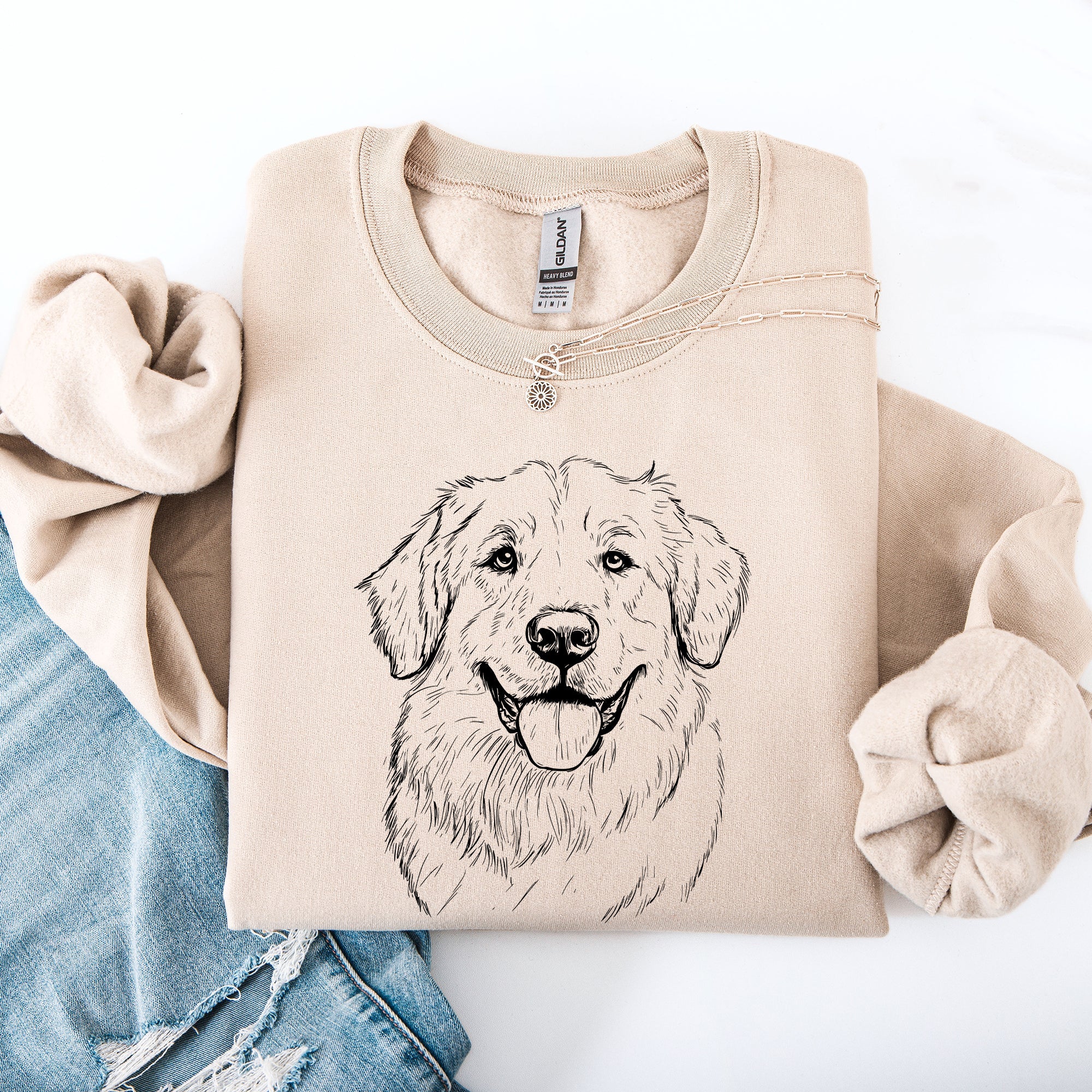 Great Pyrenees Breed Silhouette Graphic Illustration On Soft Cozy Fleece Sweatshirt