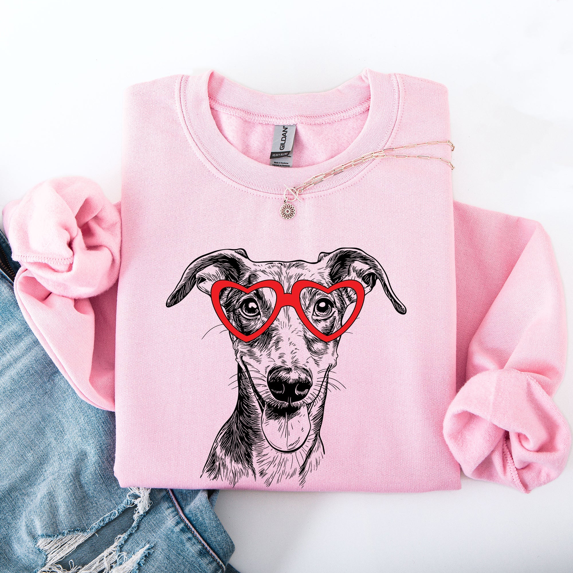 Greyhound Valentine's Day Heart Print Dog Breed For Dog Lovers And Fans Sweatshirt