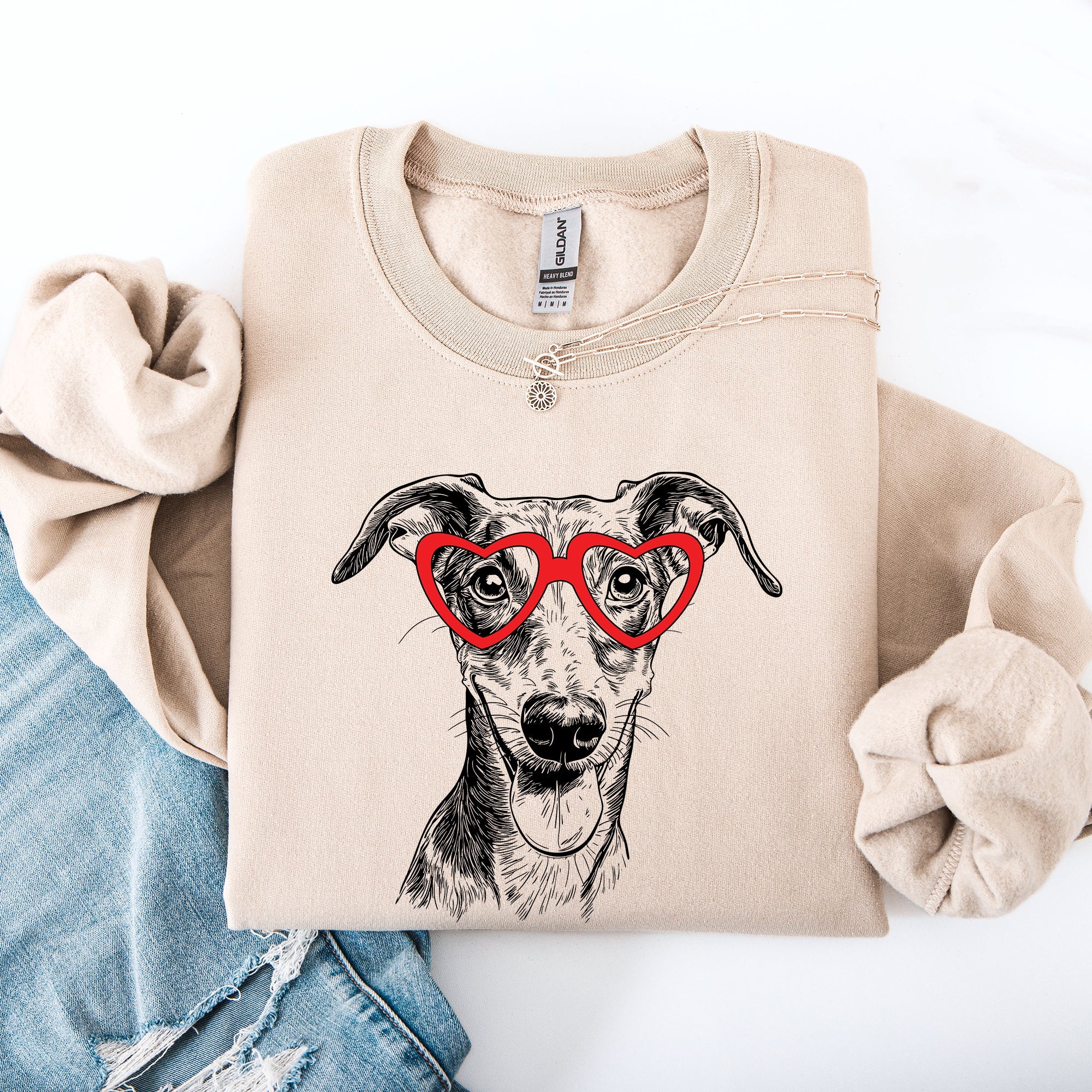 Greyhound Valentine's Day Heart Print Dog Breed For Dog Lovers And Fans Sweatshirt
