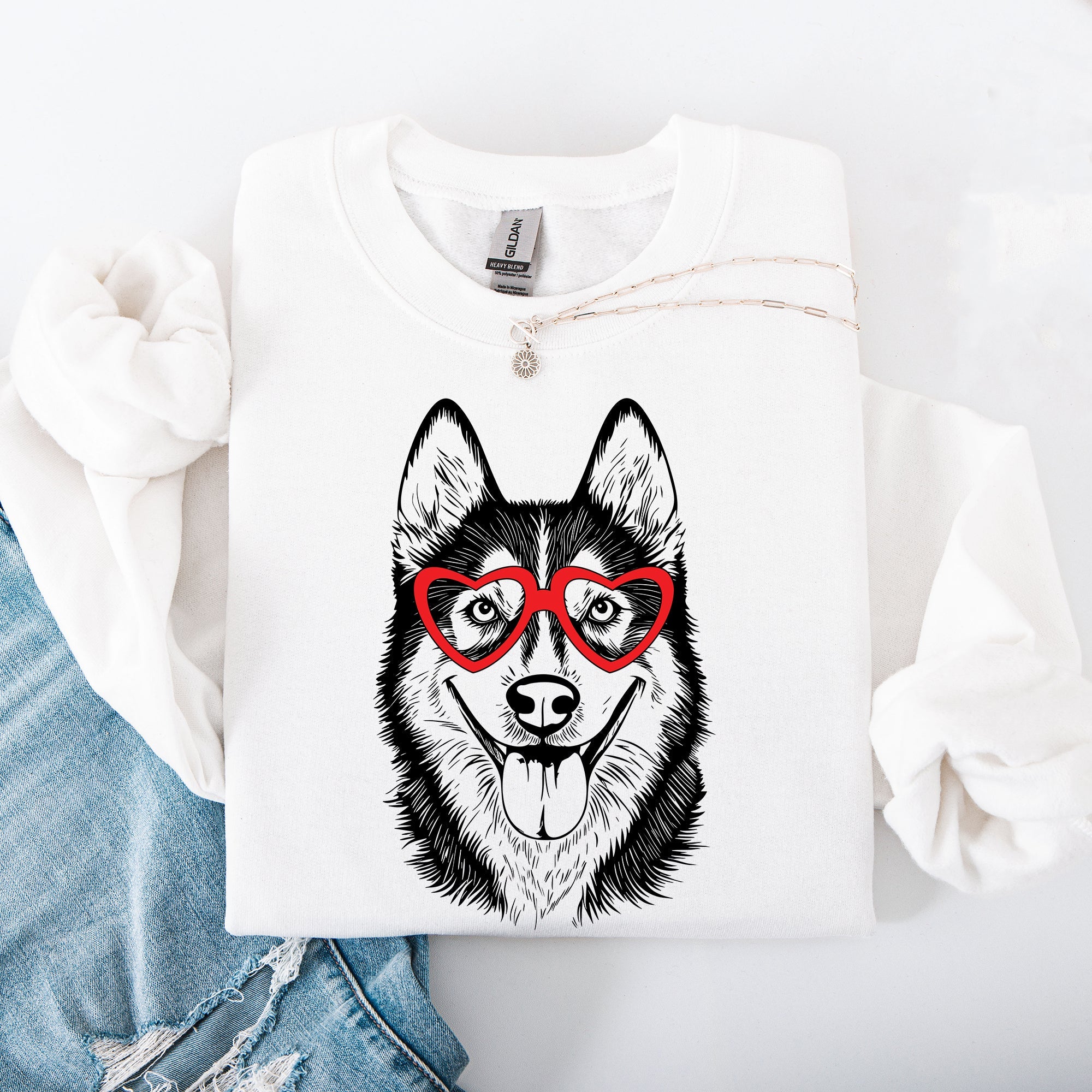 Husky Valentine Dog Breed Portrait Art For Loyal Dog Lovers Everywhere Sweatshirt
