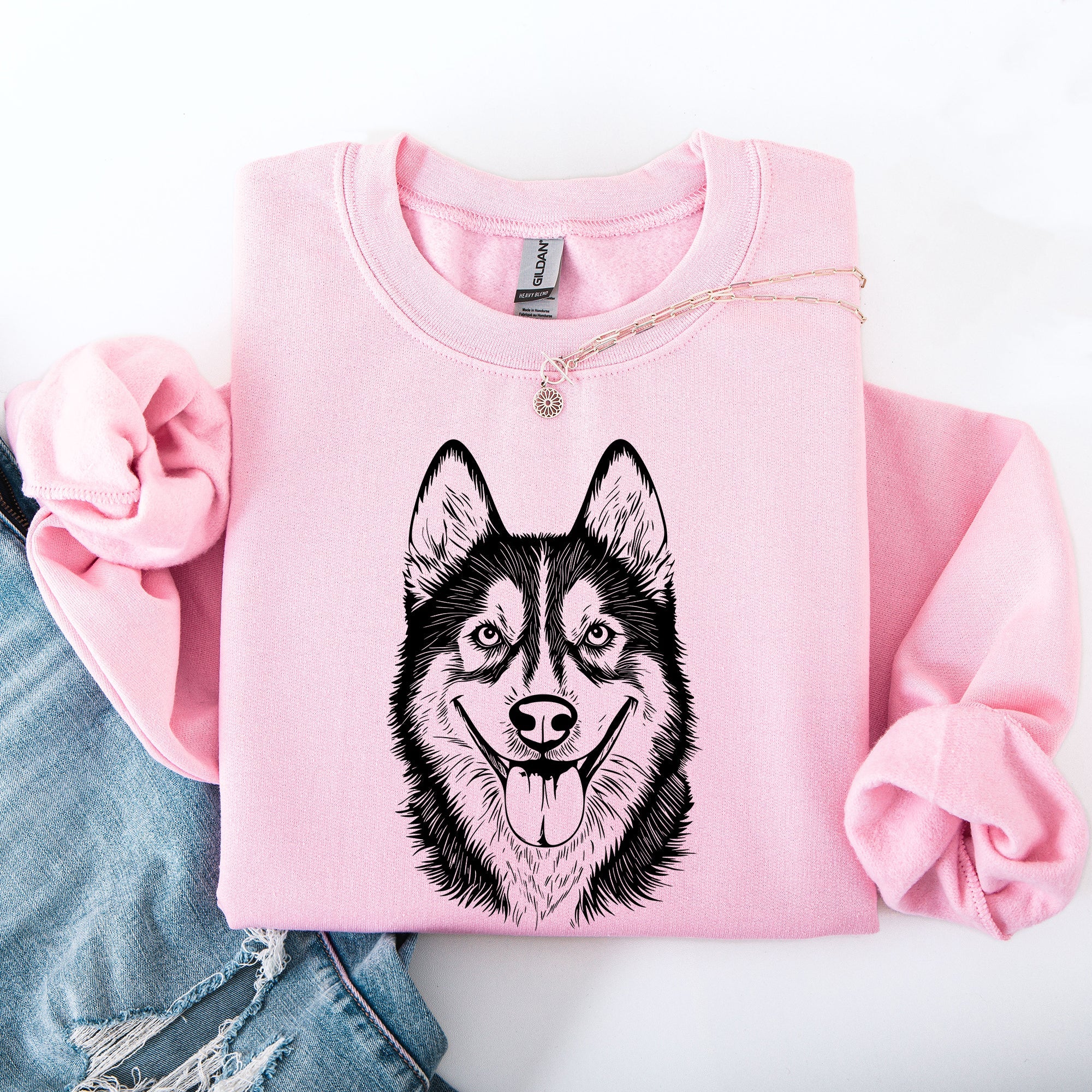 Husky Silhouette Portrait For Dog Breed Lovers Premium Cozy Ultra Graphic Sweatshirt