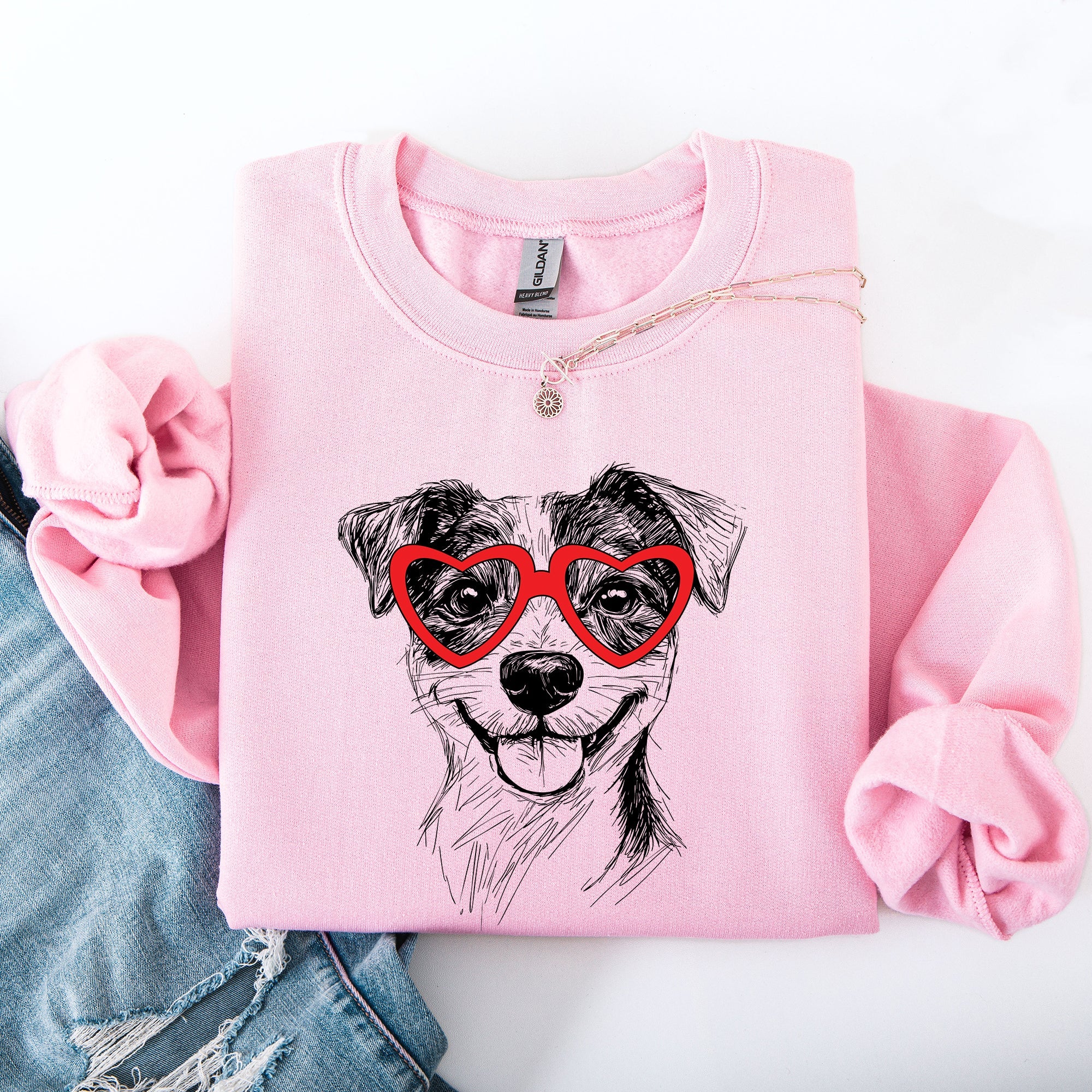 Jack Russell Valentine's Day Dog Breed Lover Cozy Limited Edition Heartbeat Graphic Sweatshirt