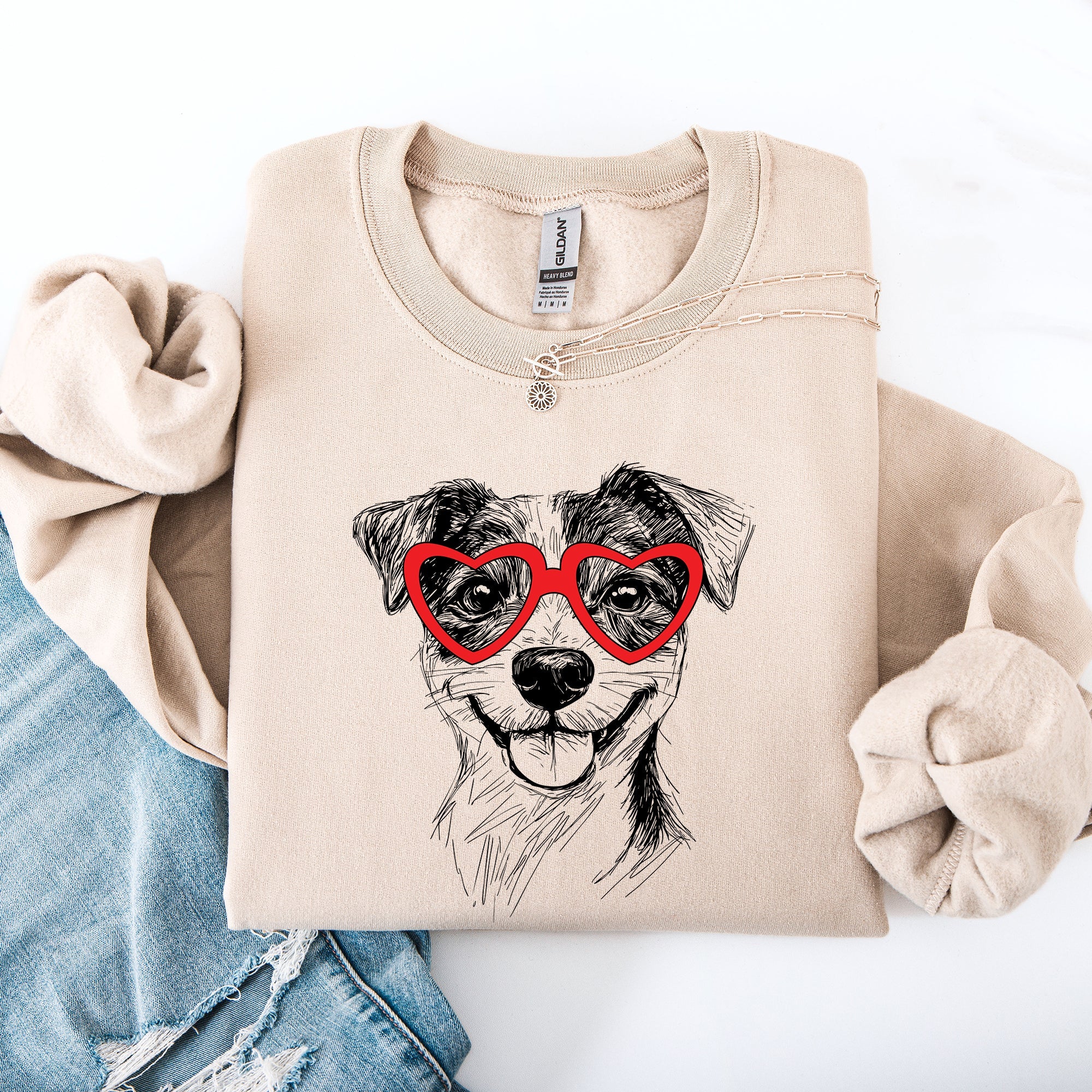 Jack Russell Valentine's Day Dog Breed Lover Cozy Limited Edition Heartbeat Graphic Sweatshirt