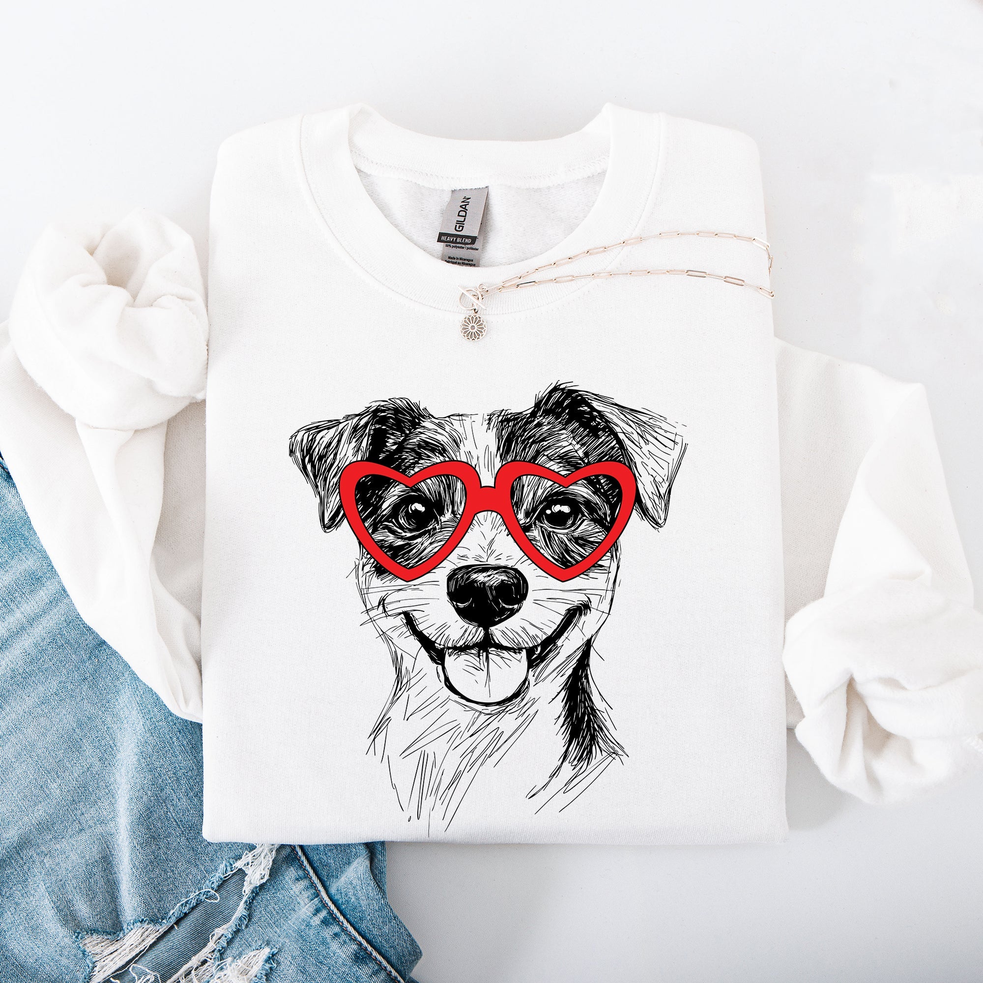 Jack Russell Valentine's Day Dog Breed Lover Cozy Limited Edition Heartbeat Graphic Sweatshirt
