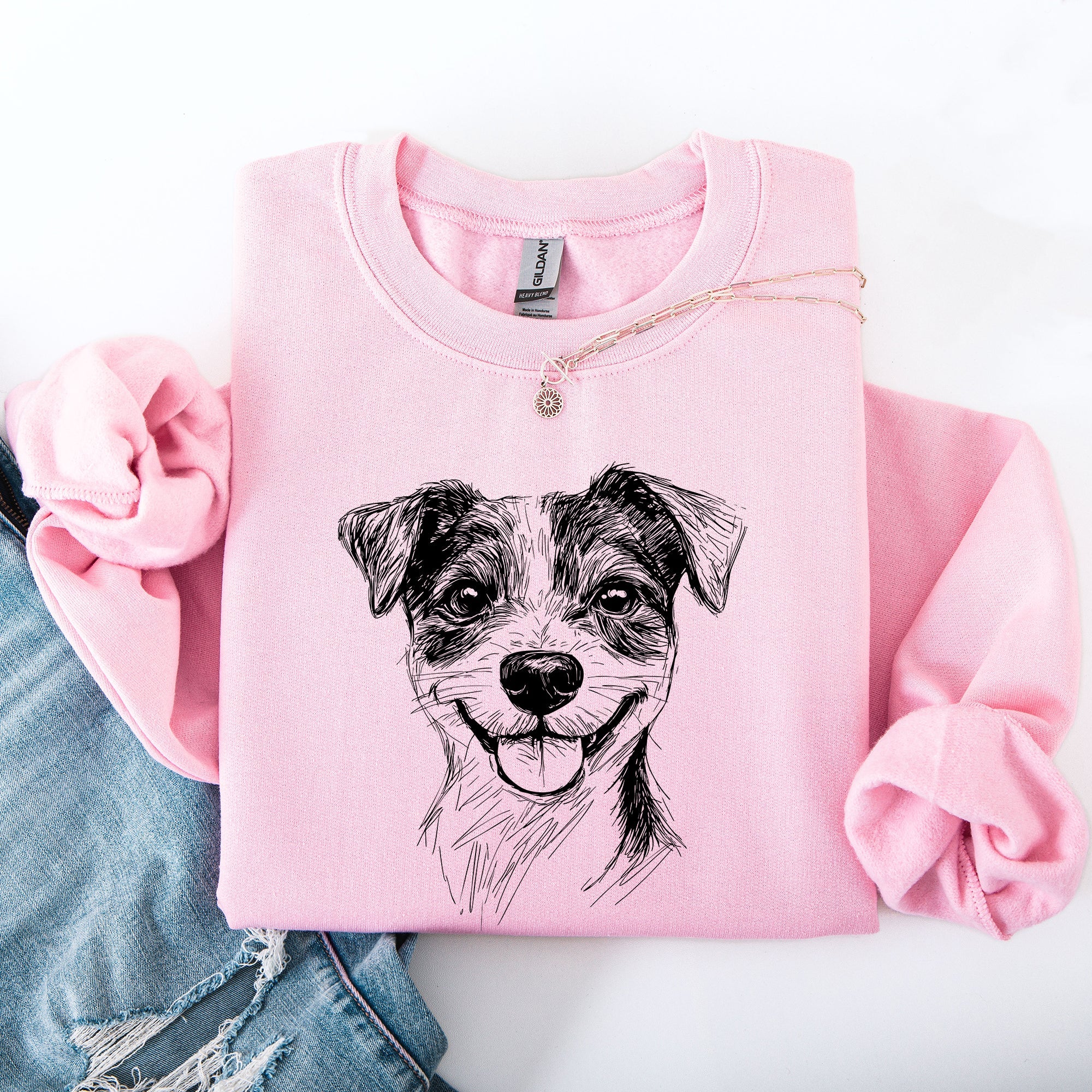 Jack Russell Portrait Illustration Featuring Curious Expression And Wagging Tail Sweatshirt
