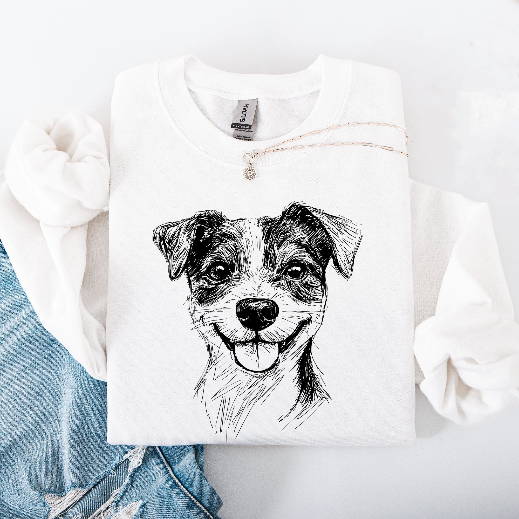 Jack Russell Portrait Illustration Featuring Curious Expression And Wagging Tail Sweatshirt