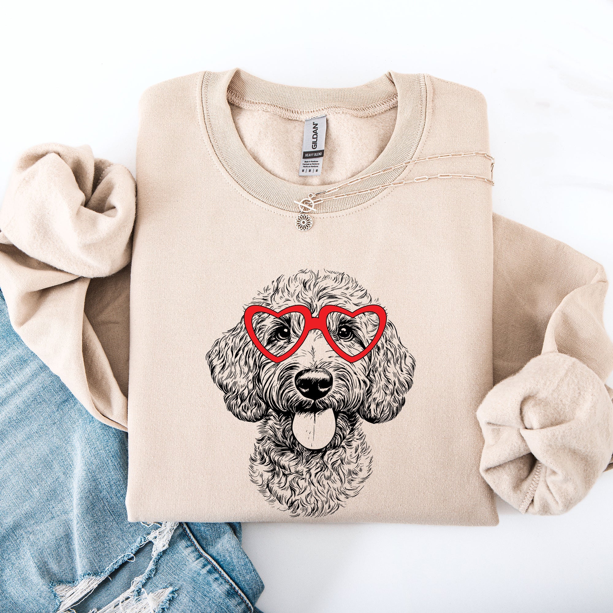 Labradoodle Valentine Heartbeat Edition For Dog Breed Lovers Premium Cozy Sweatshirt