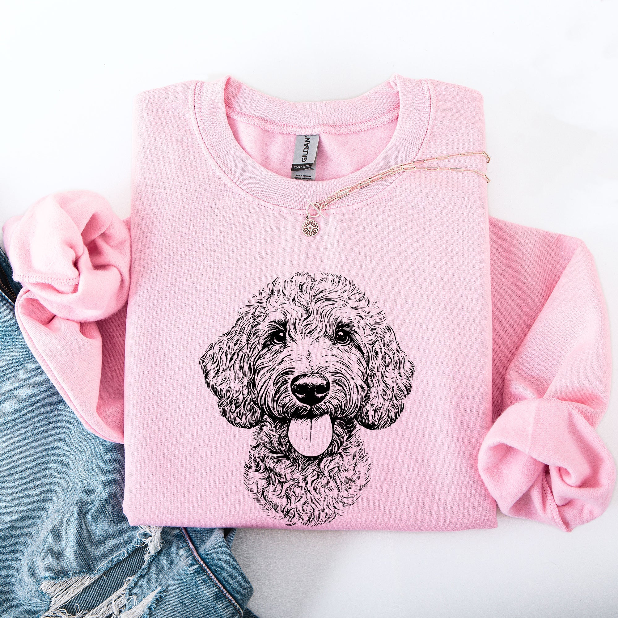 Labradoodle Portrait Illustration Graphic Artwork For Dog Lovers Theme Sweatshirt