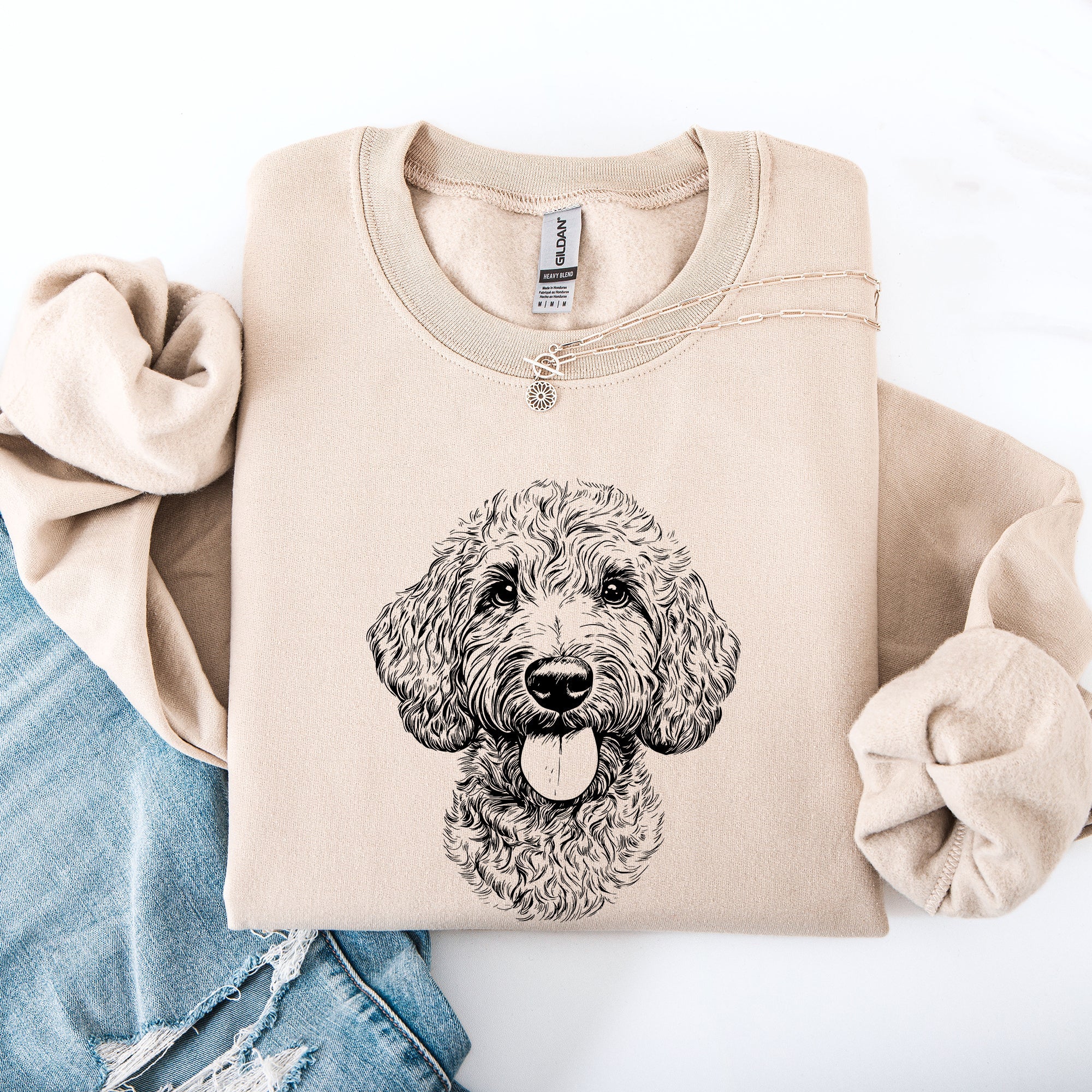 Labradoodle Portrait Illustration Graphic Artwork For Dog Lovers Theme Sweatshirt