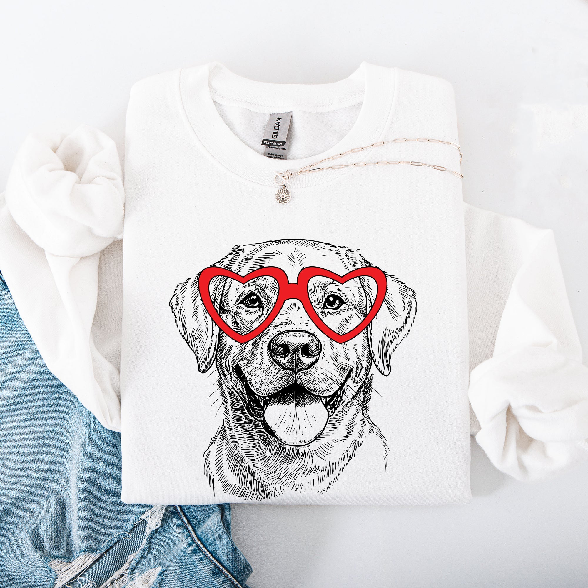 Valentine's Labrador Retriever Pet Lover Limited Edition Heartbeat Portrait Graphic Sweatshirt