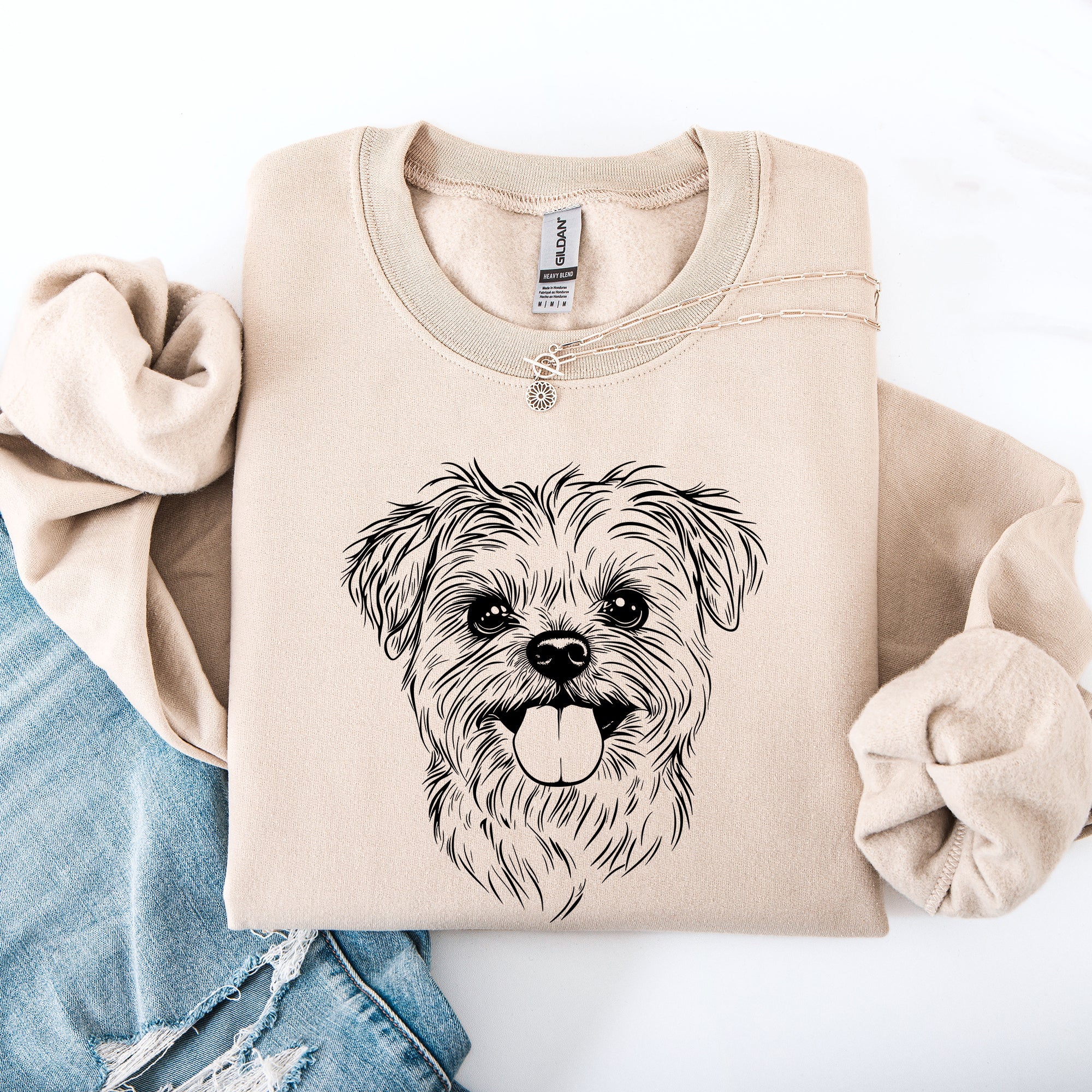 Maltese Dog Breed Portrait Illustration For Maltese Lovers Worldwide Fans Sweatshirt