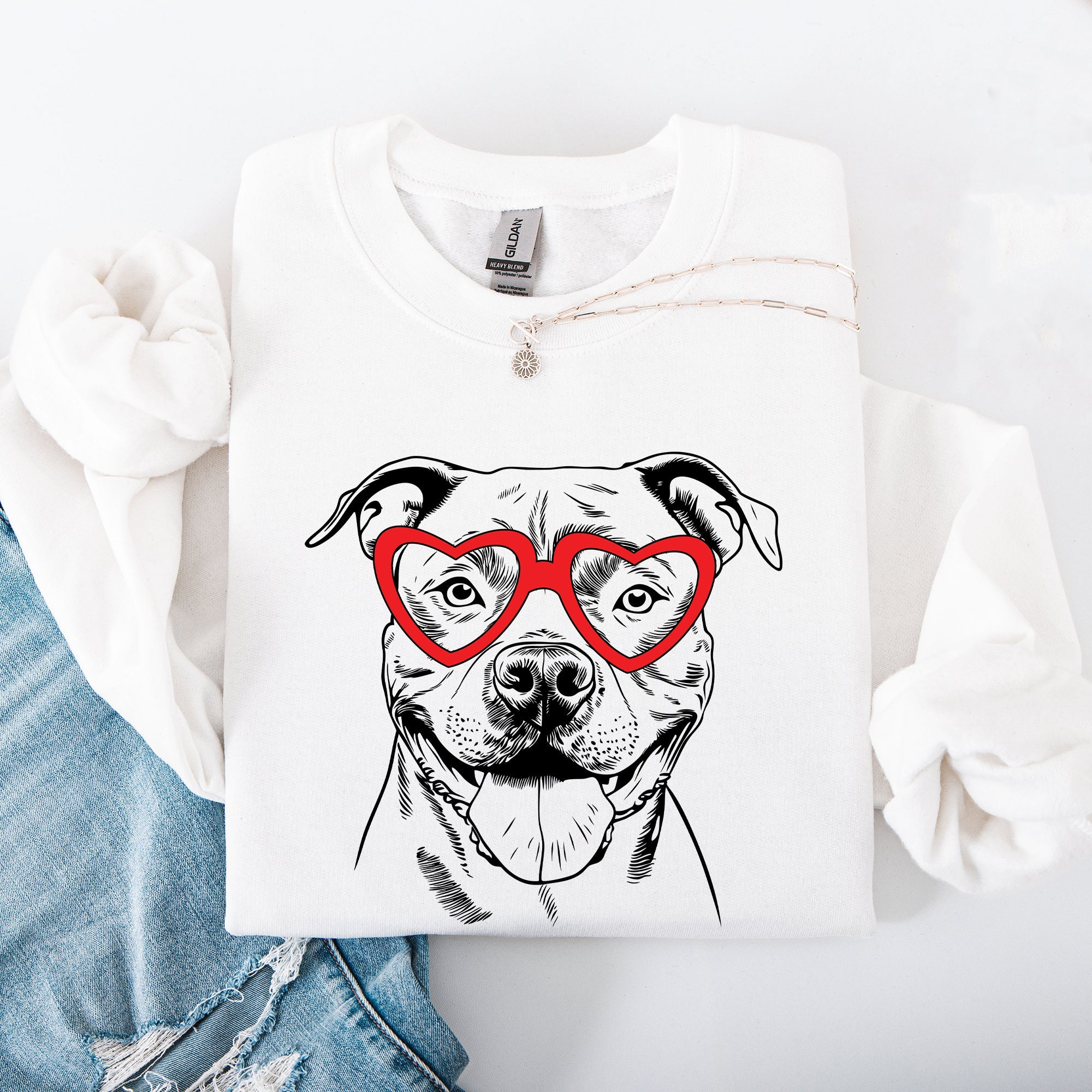Pitbull Valentine's Bond Of Loyalty Pet Companion Tribute Heartbeat For Dog Breed Lovers Sweatshirt