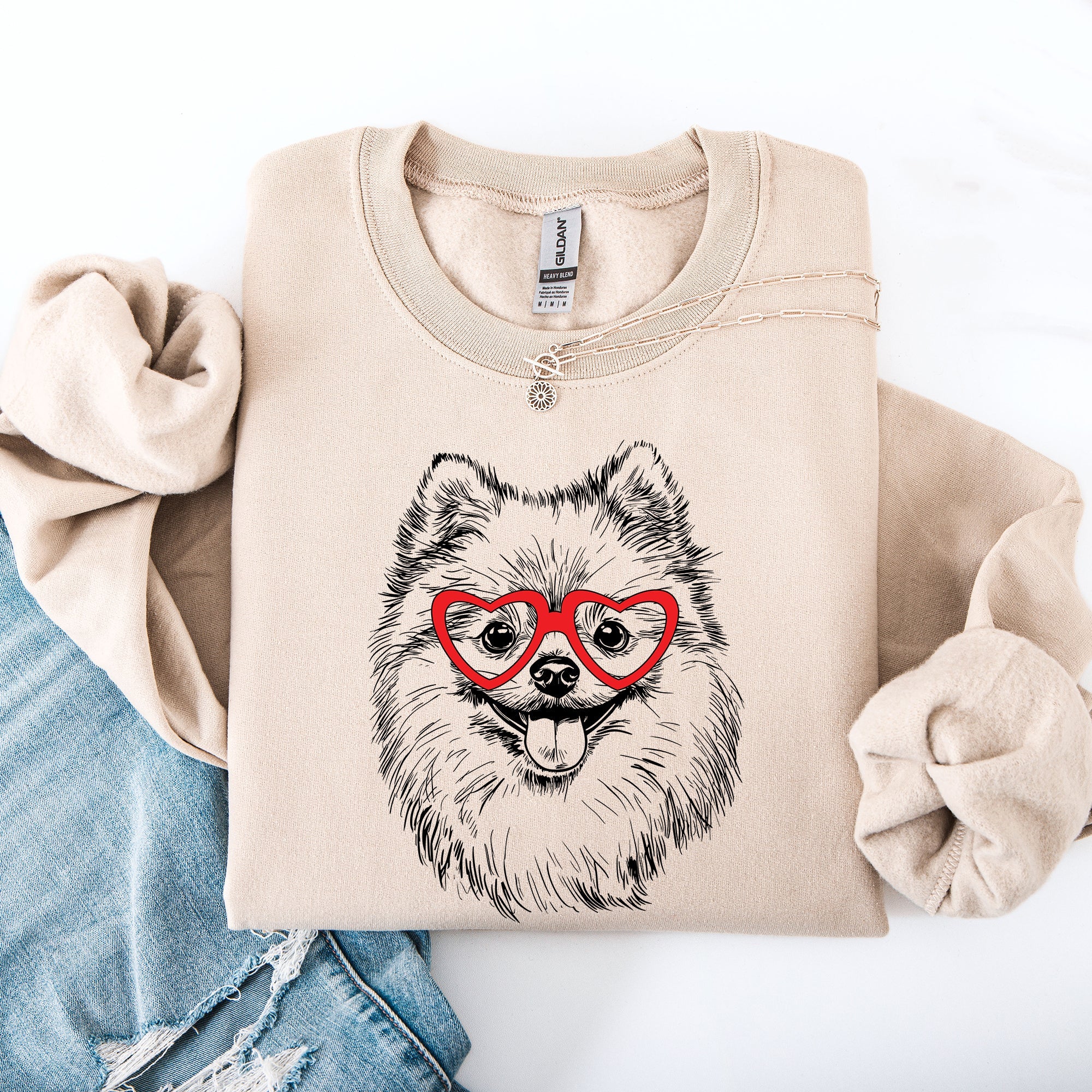Pomeranian Love Heart Paw Prints Valentine's Edition Premium Cozy Fleece Sweatshirt