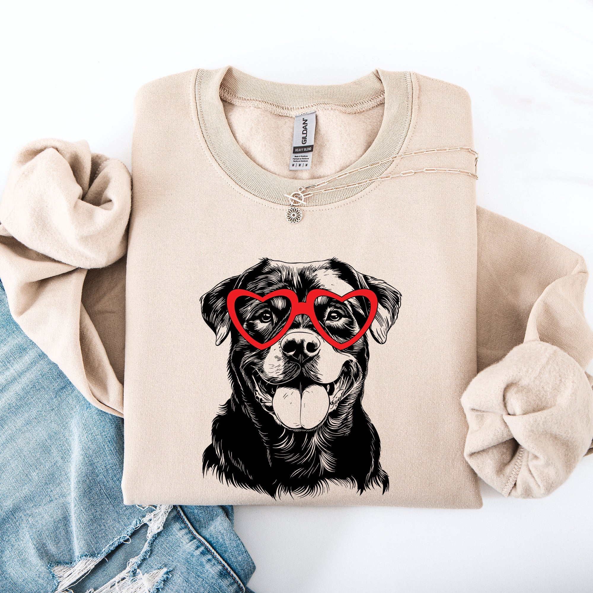 Rottweiler Valentine Heartbeat Paw Print Design for Pet Lovers Exclusive Edition Sweatshirt