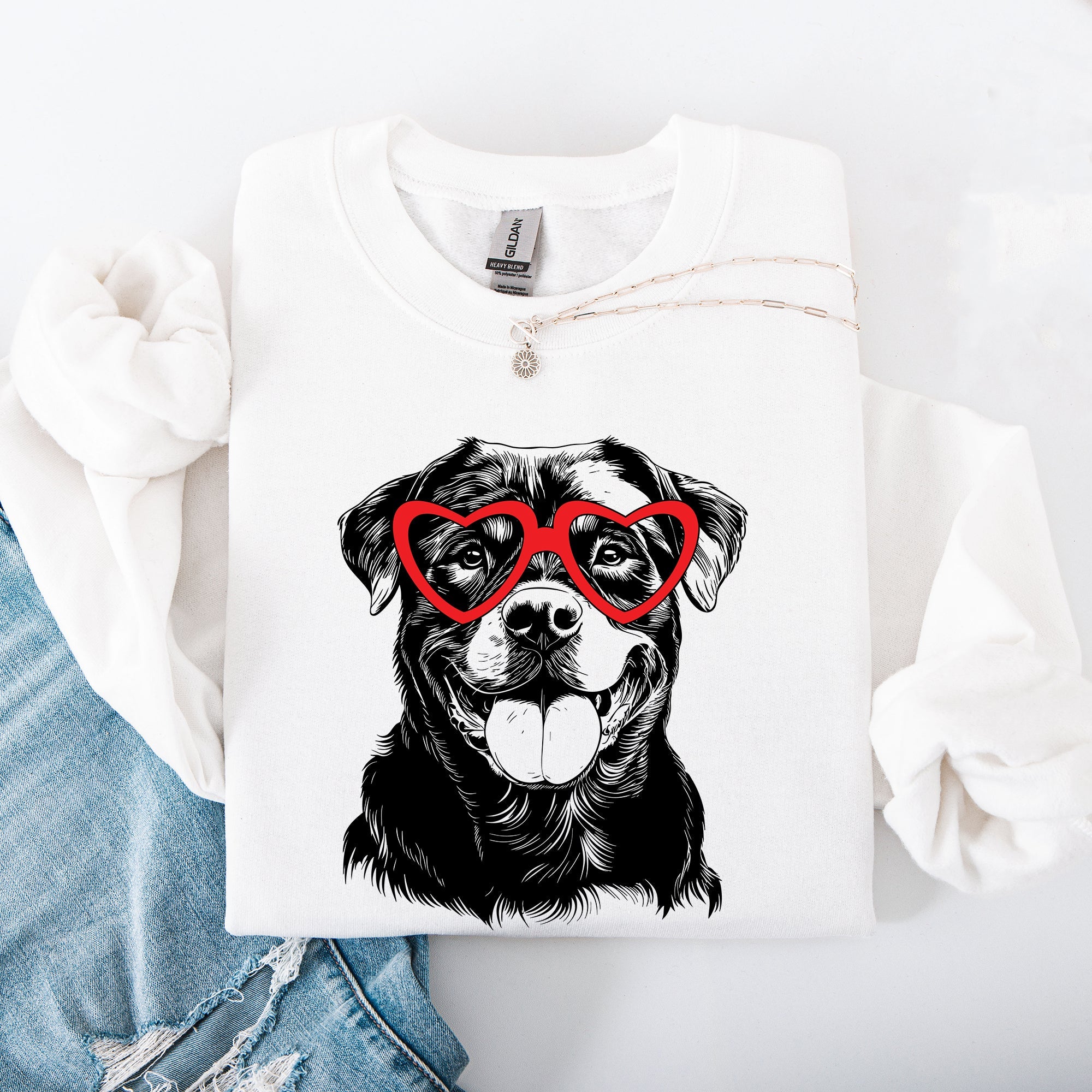Rottweiler Valentine Heartbeat Paw Print Design for Pet Lovers Exclusive Edition Sweatshirt