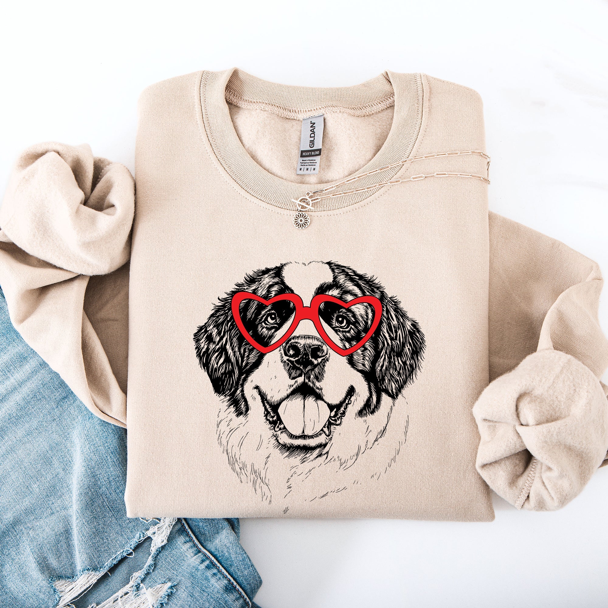 Saint Bernard Valentine Day Love Print For Pet Lovers And Dog Breed Enthusiasts Sweatshirt