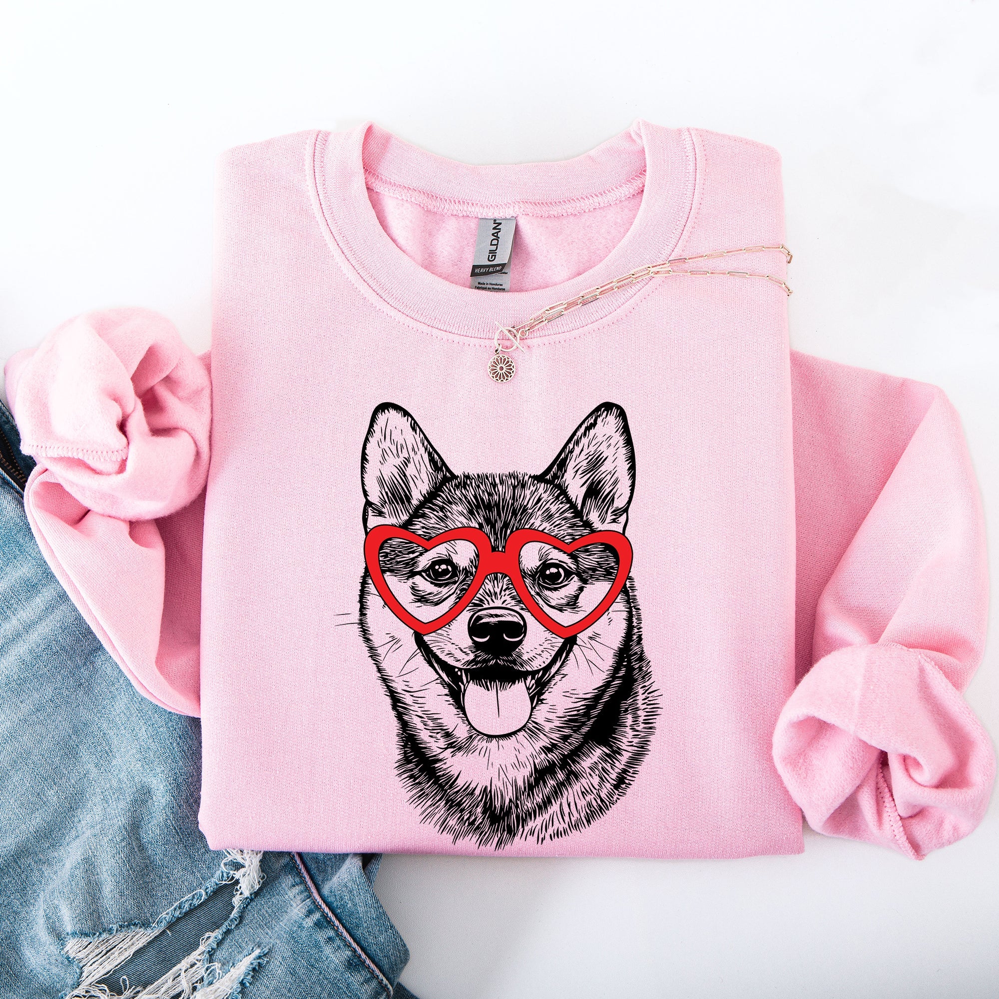 Shiba Inu Valentine Breed Lover Illustration Premium Cozy Edition Graphic Sweatshirt