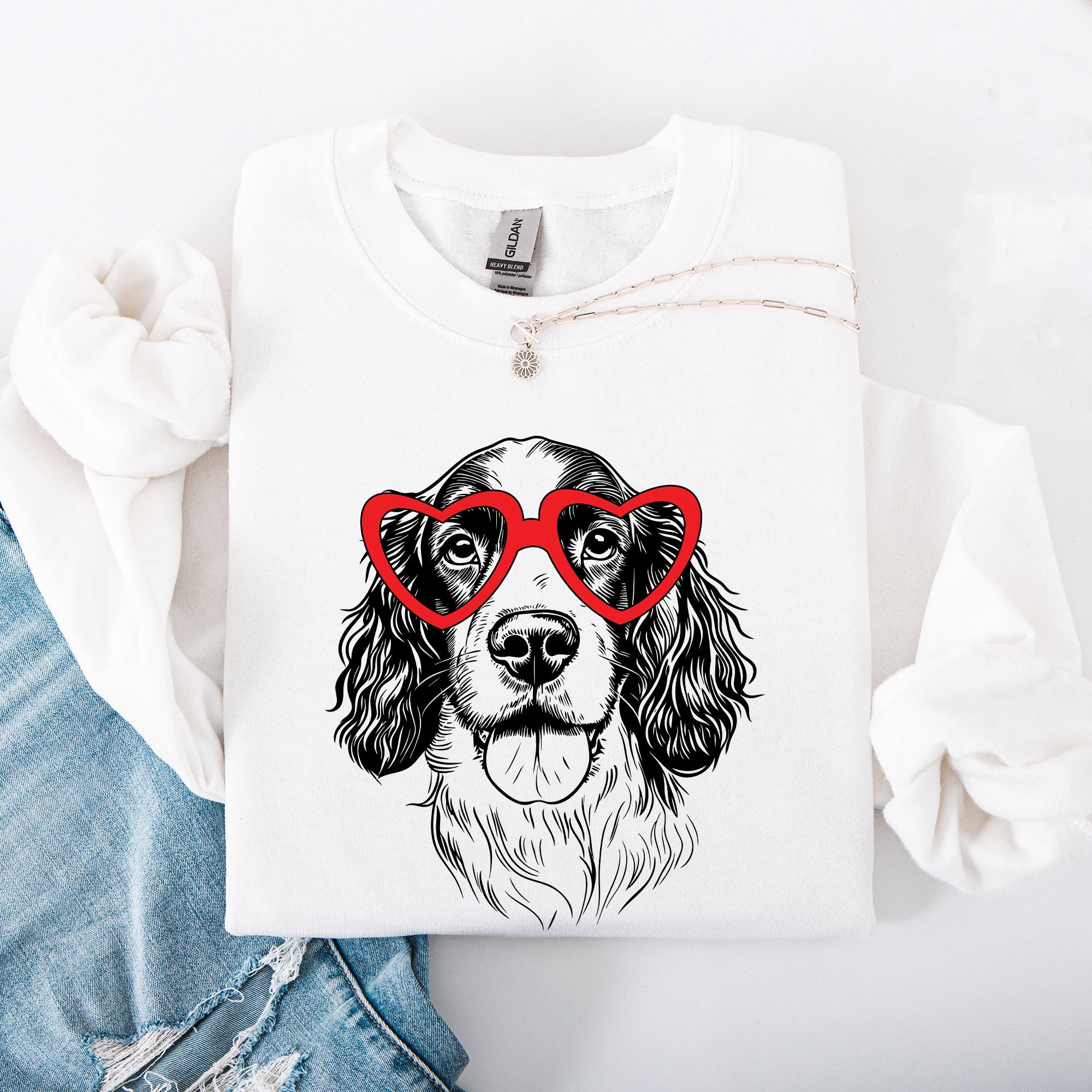 Springer Spaniel Valentine's Lovers Heart Dog Breed Premium Graphic Cozy Sweatshirt