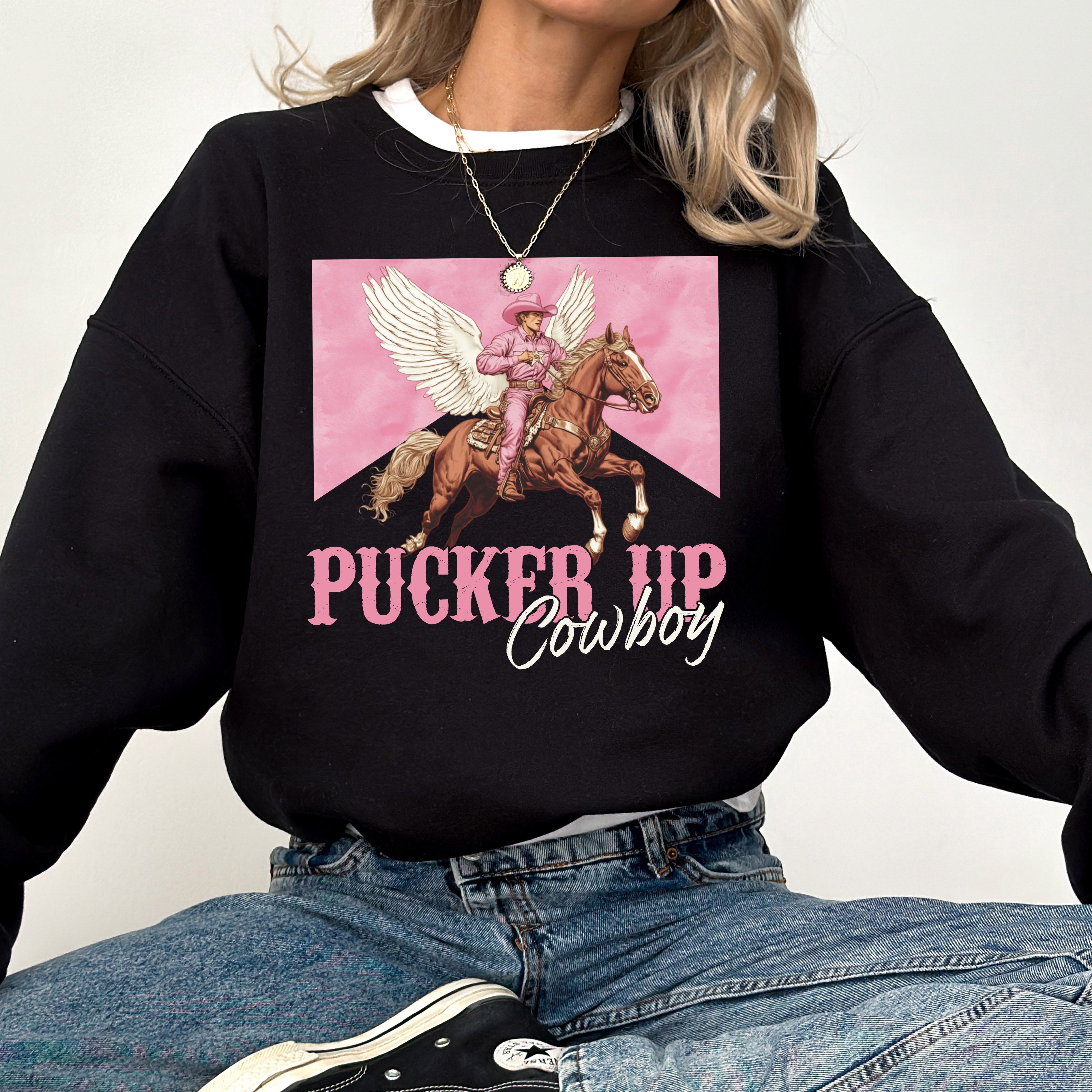 Pucker Up Cowboy Western Valentine's Day Love for Rodeo Lovers and Country Hearts Sweatshirt