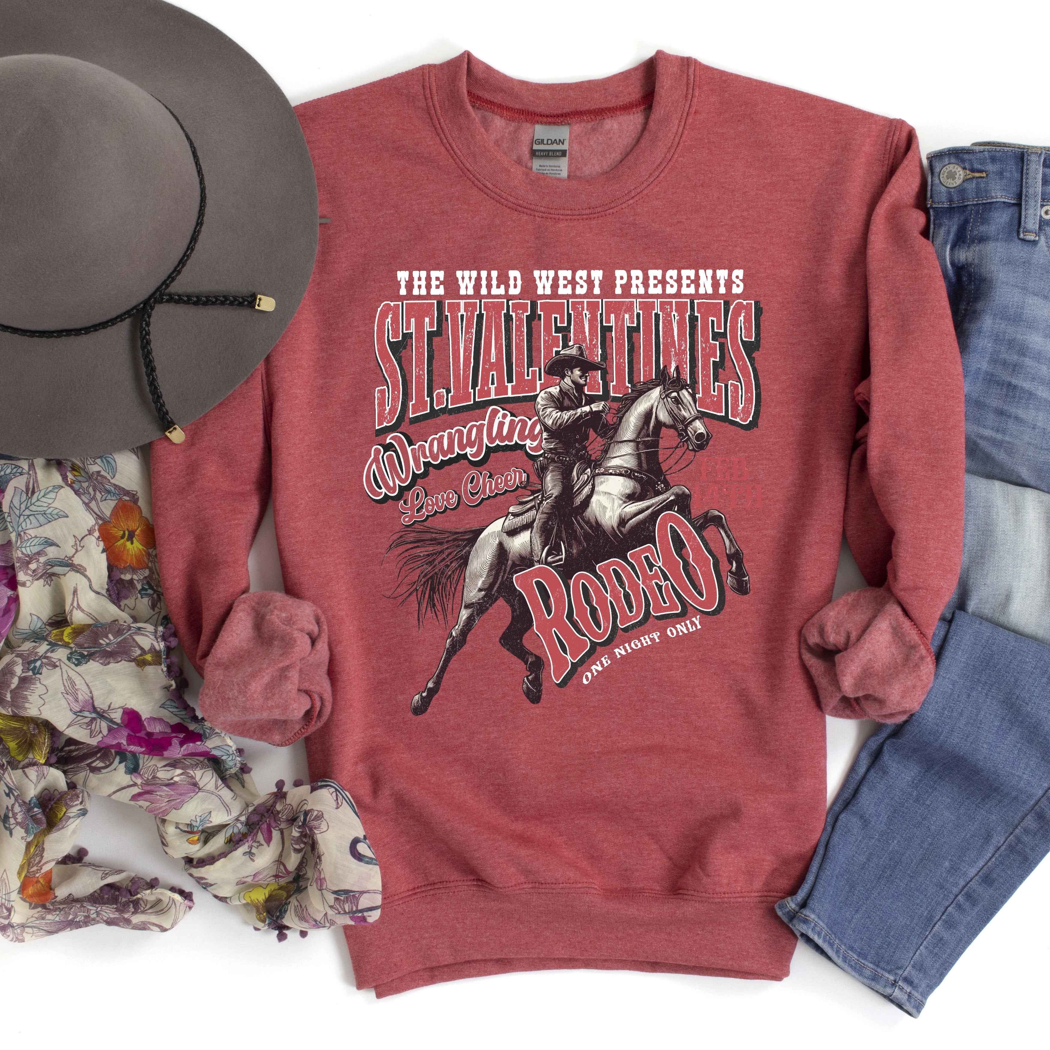 St. Valentine's Rodeo Cowboy Western Wild West Country Valentine's Day Love Collection Sweatshirt