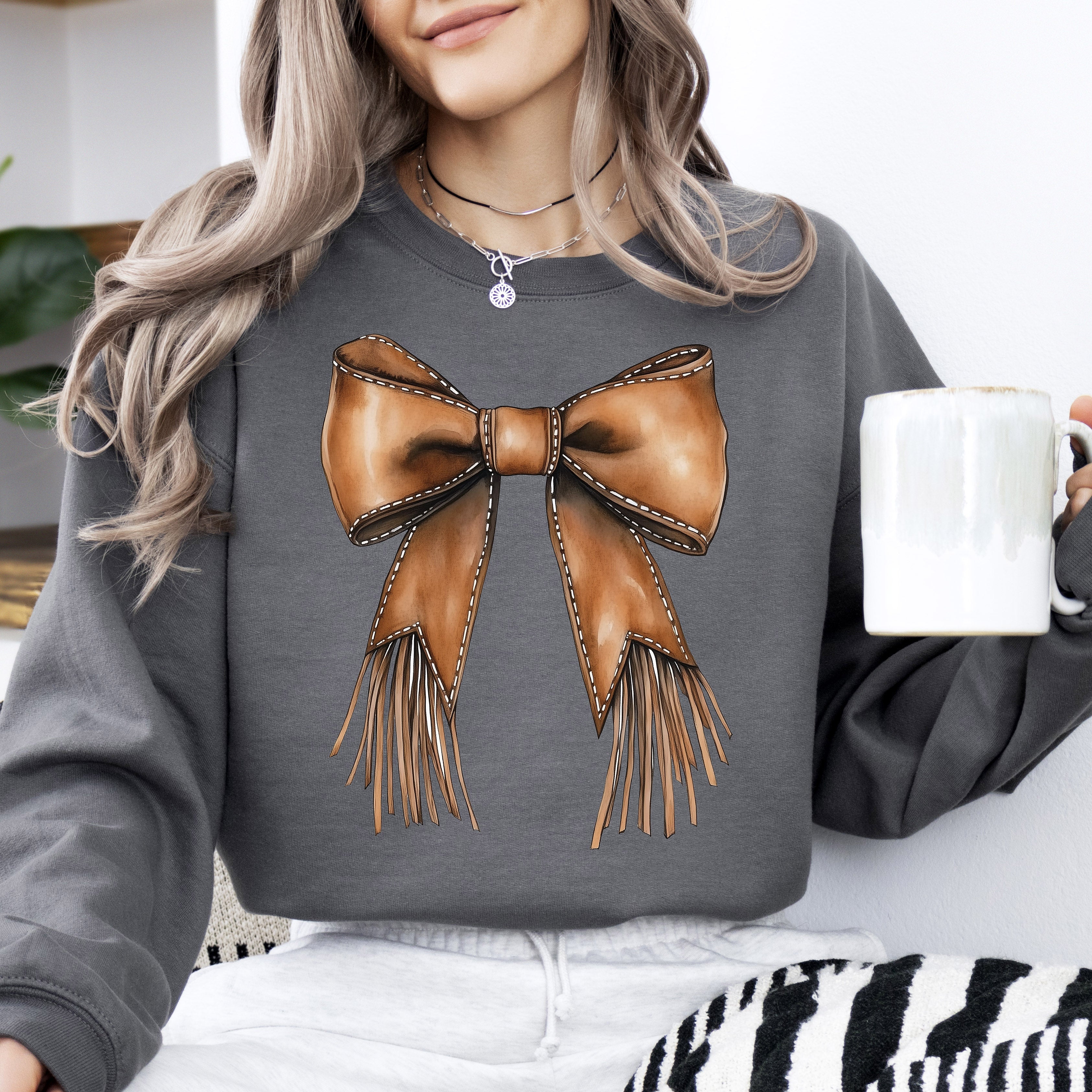 Western Bow Cowgirl Ribbon Coquette Valentine's Day Love Inspired Graphic Sweatshirt
