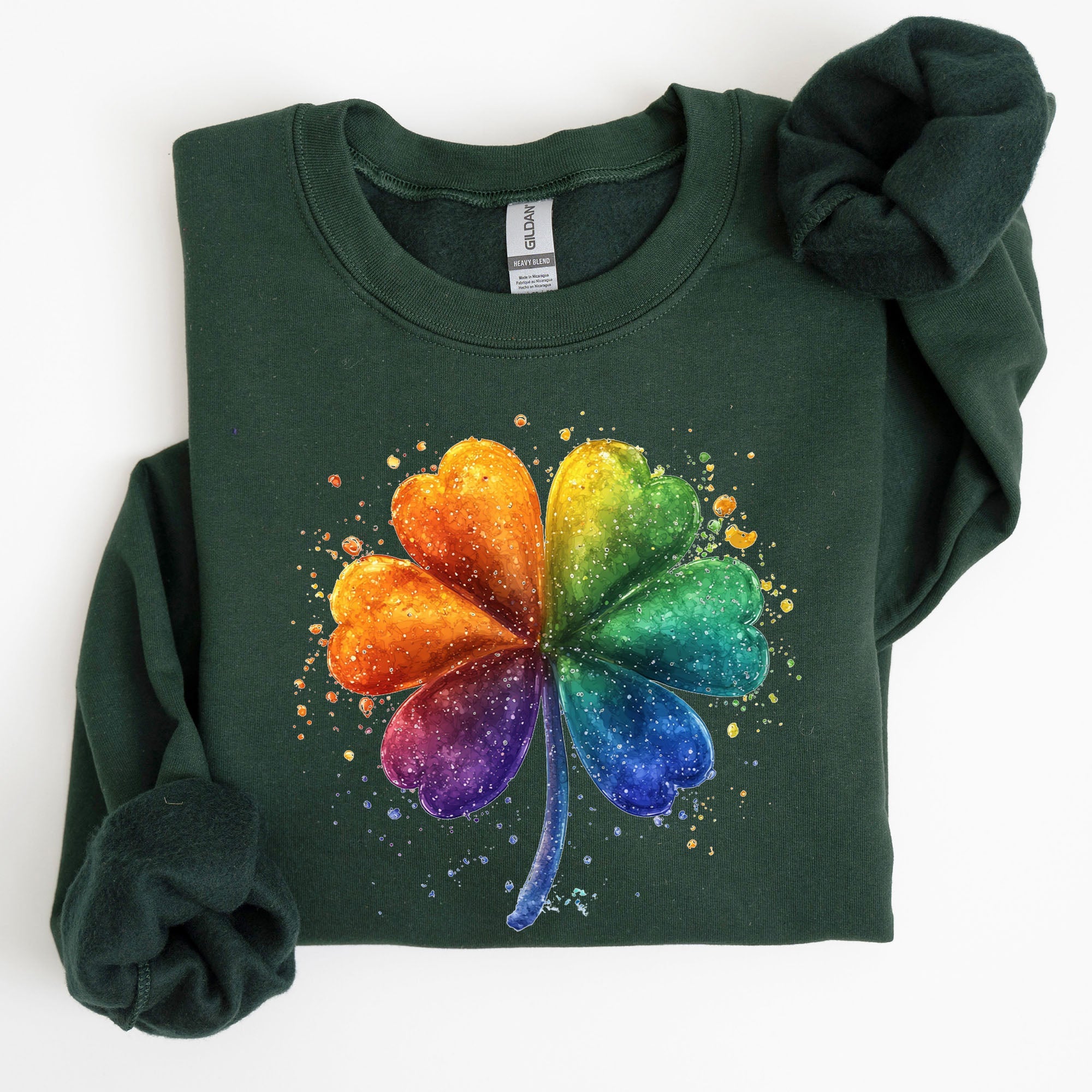 Watercolor Shamrock St Patrick's Day Clover Lucky Irish Lucky Charm Art Sweatshirt