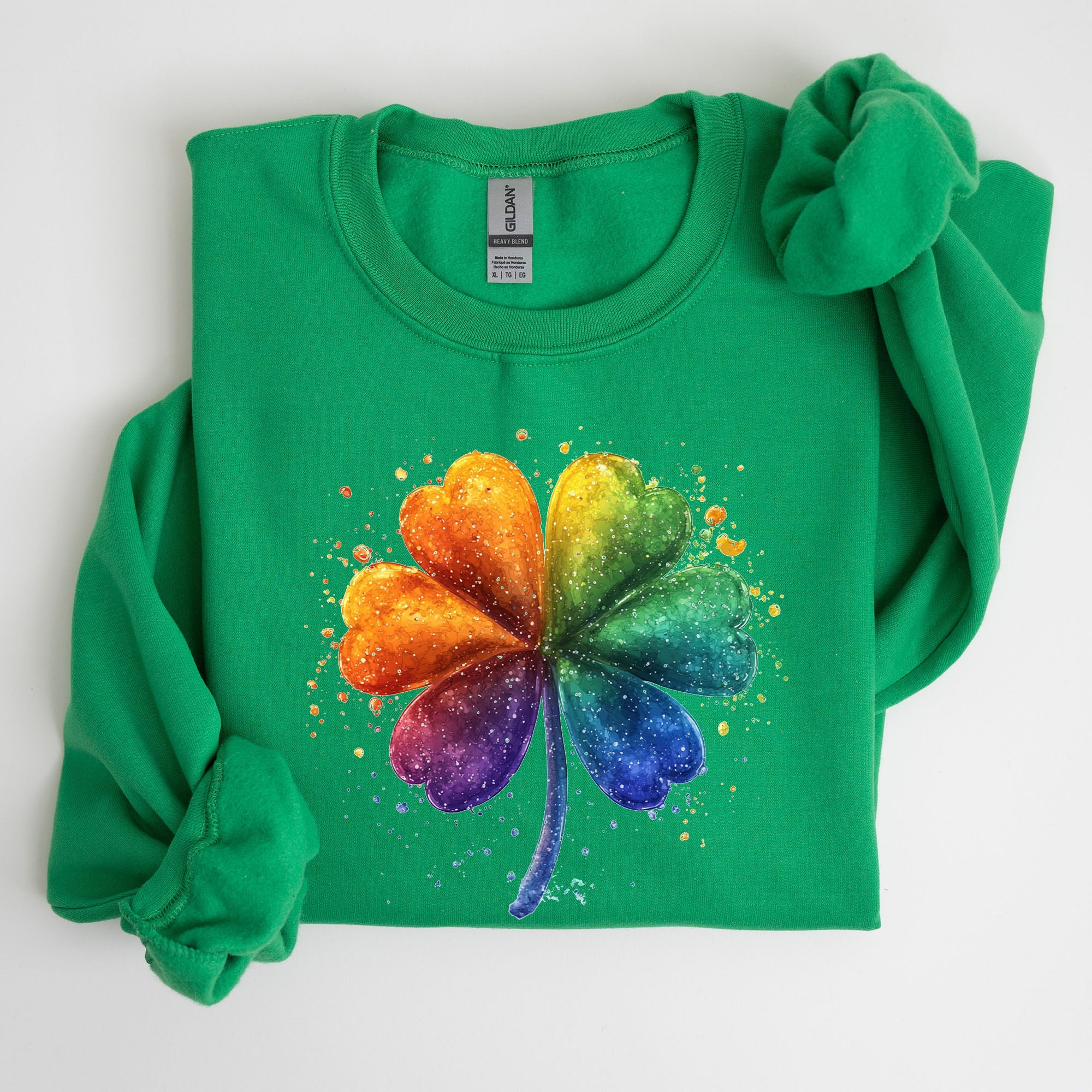 Watercolor Shamrock St Patrick's Day Clover Lucky Irish Lucky Charm Art Sweatshirt