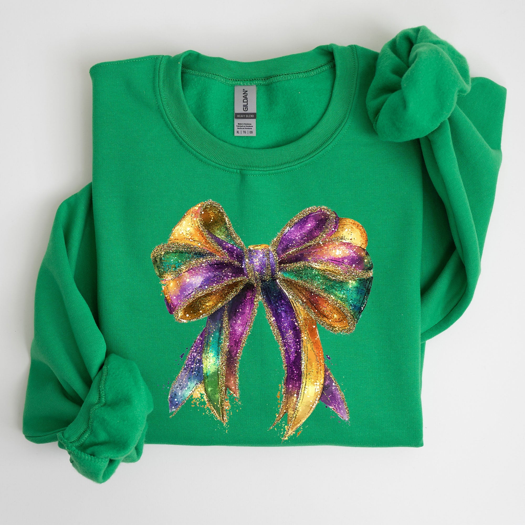 Mardi Gras Bow Coquette Carnival Fleur de Lis Fat Tuesday Parade Celebration Sweatshirt