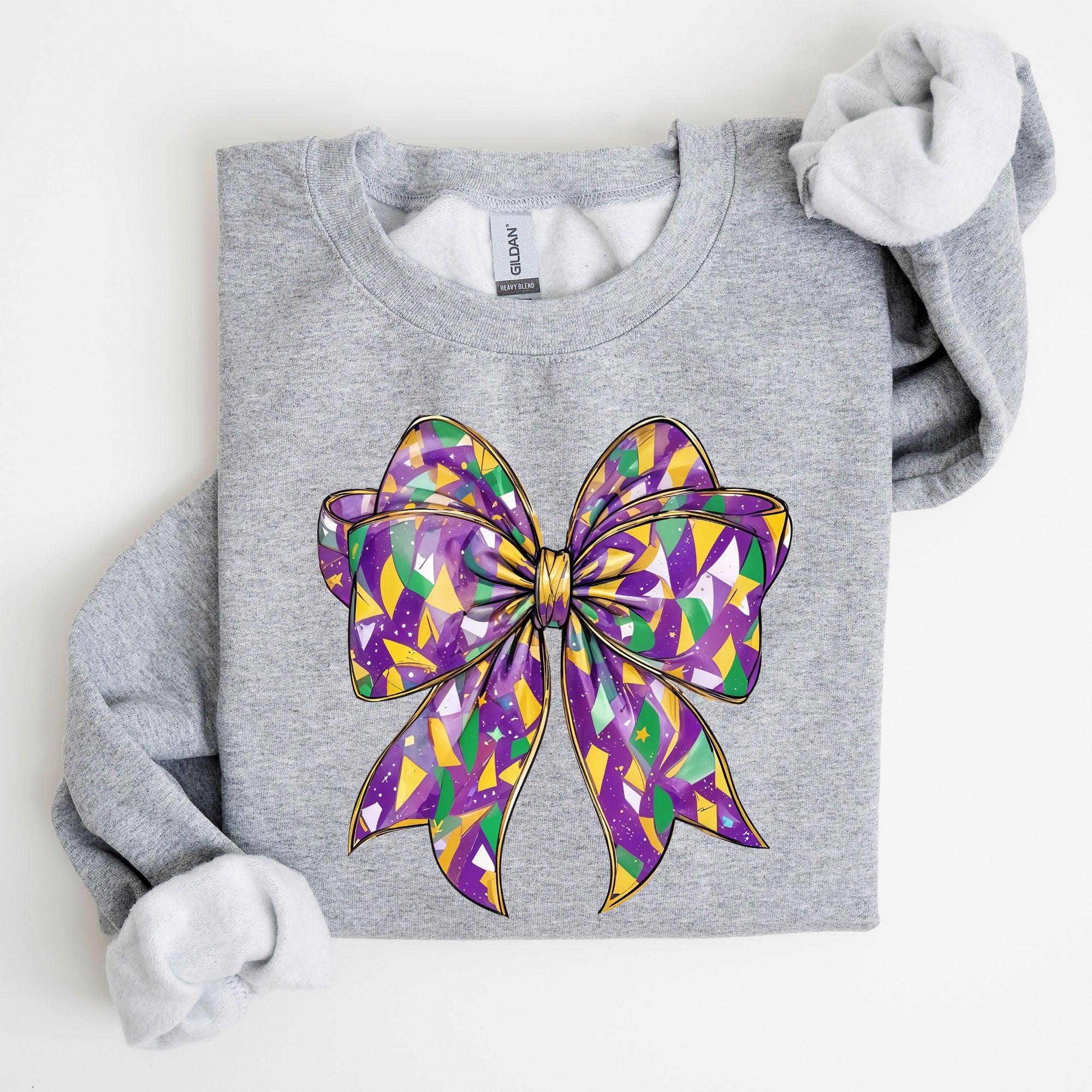 Mardi Gras Coquette Bow Carnival Fleur de Lis Fat Tuesday Parade Extravaganza Sweatshirt