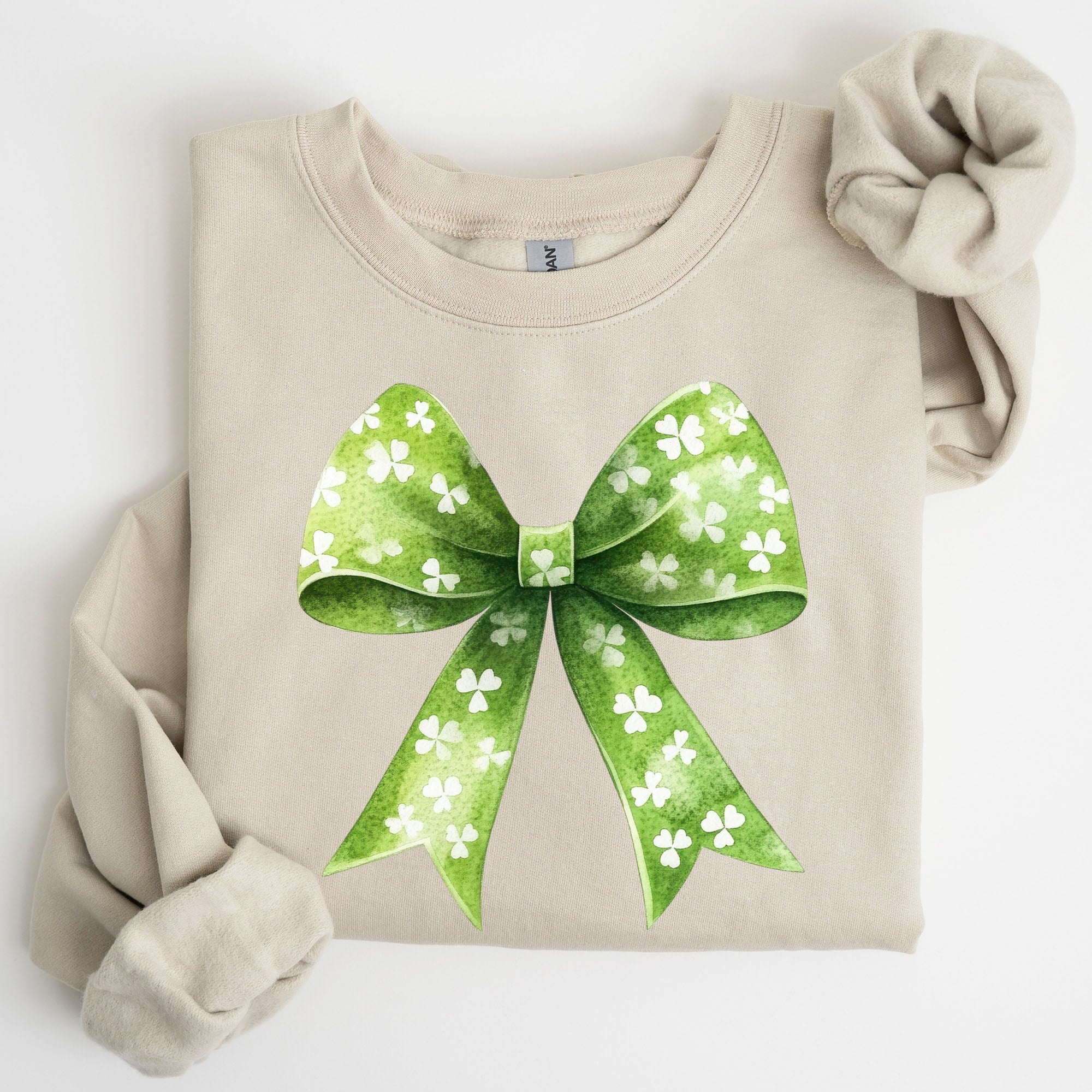 Vintage Coquette Bow Shamrock Clover Lucky Irish Lucky Charm St Patrick's Day Sweatshirt