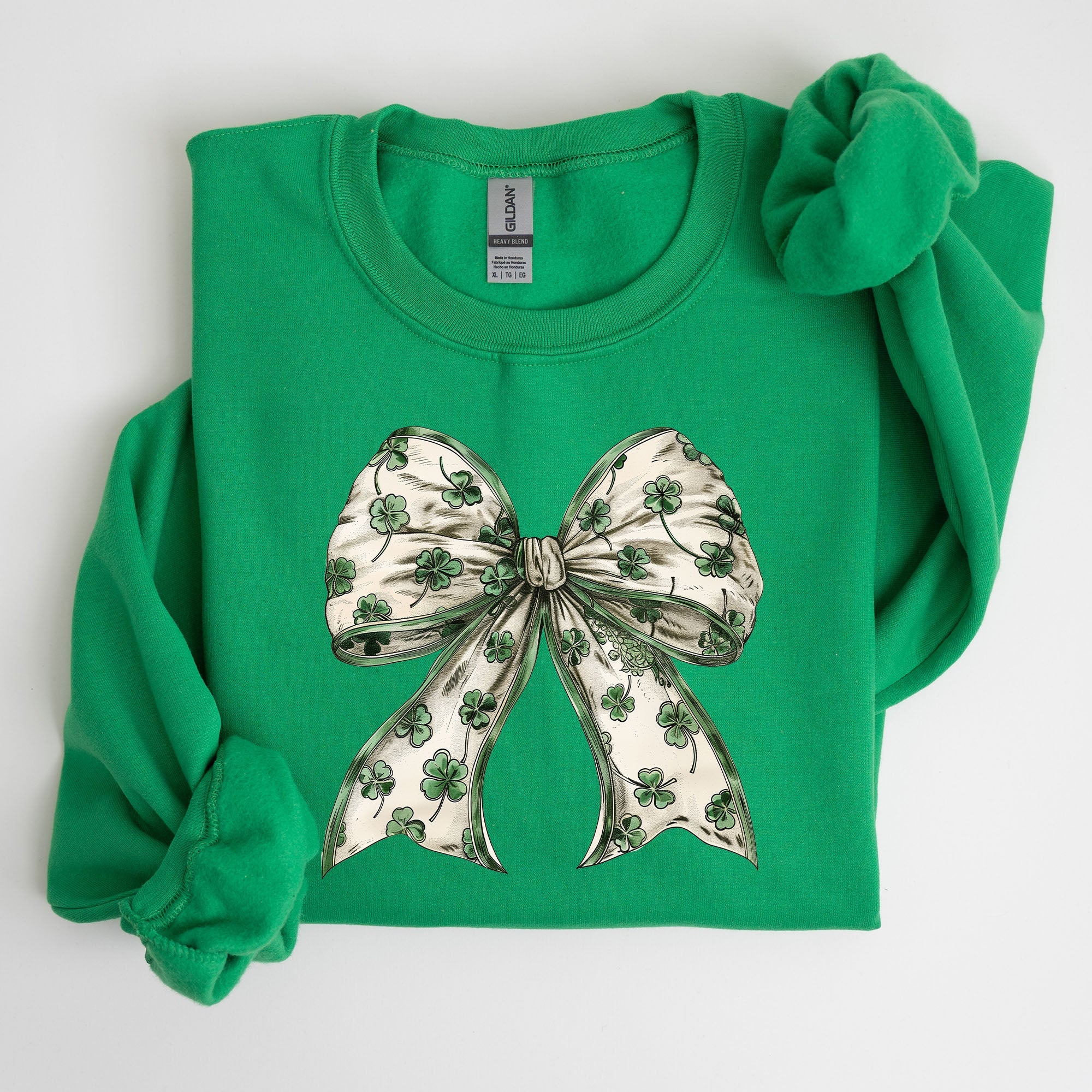 St Paddy's Day Coquette Bow Shamrock Clover Irish Lucky Lucky Charm St Patrick's Day Sweatshirt