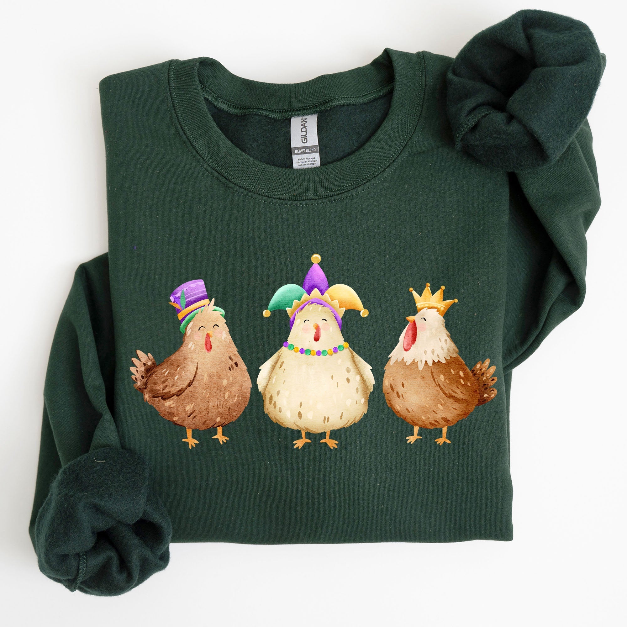Mardi Gras Chickens Farm Carnival Fleur De Lis Fat Tuesday Parade Festival Sweatshirt
