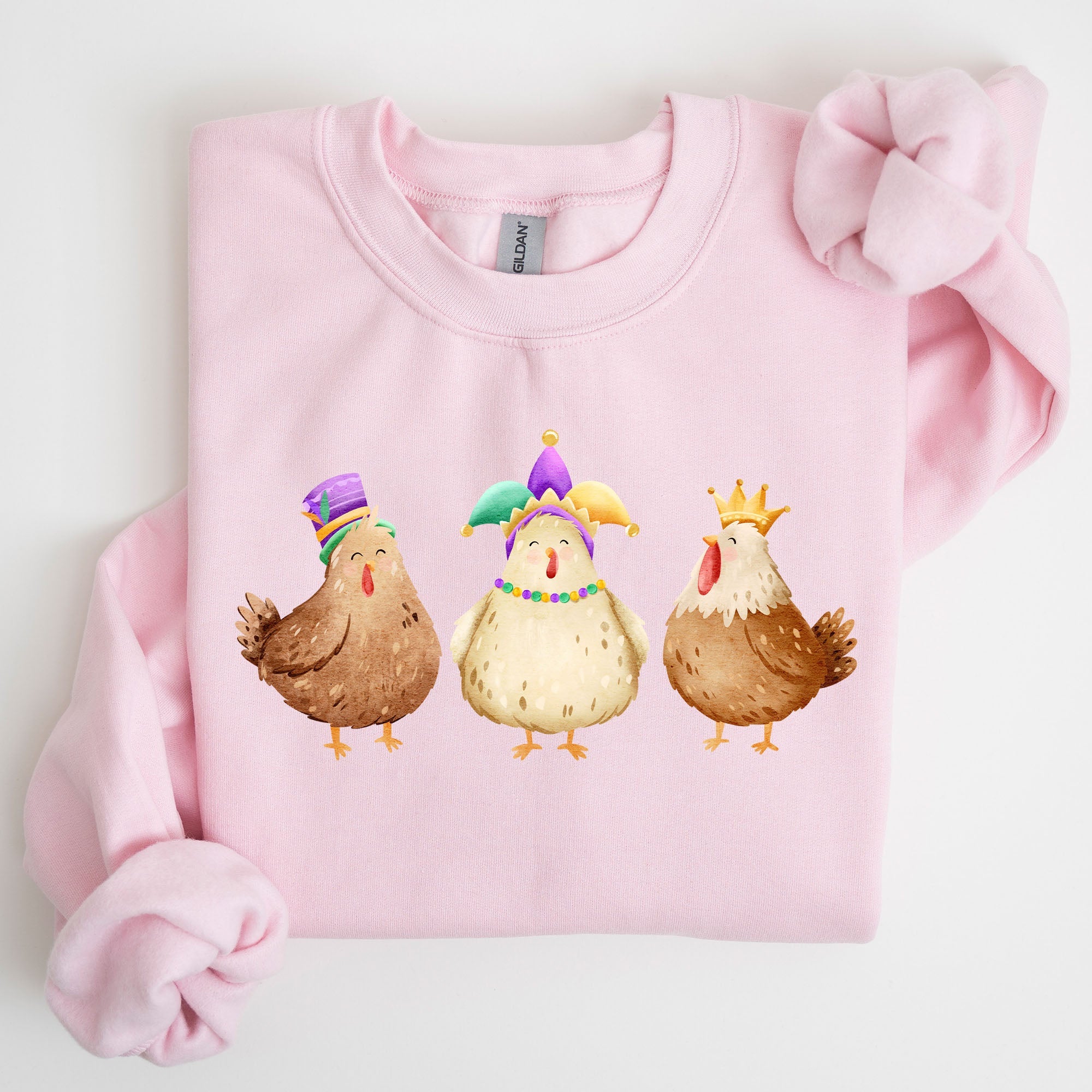 Mardi Gras Chickens Farm Carnival Fleur De Lis Fat Tuesday Parade Festival Sweatshirt