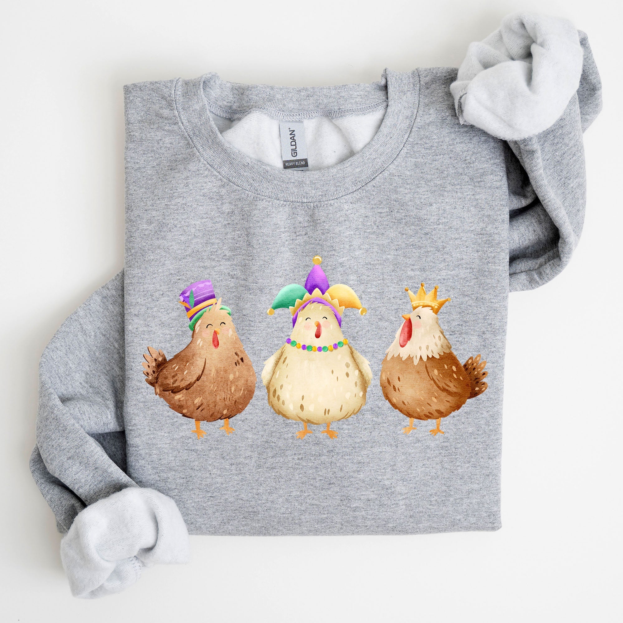 Mardi Gras Chickens Farm Carnival Fleur De Lis Fat Tuesday Parade Festival Sweatshirt