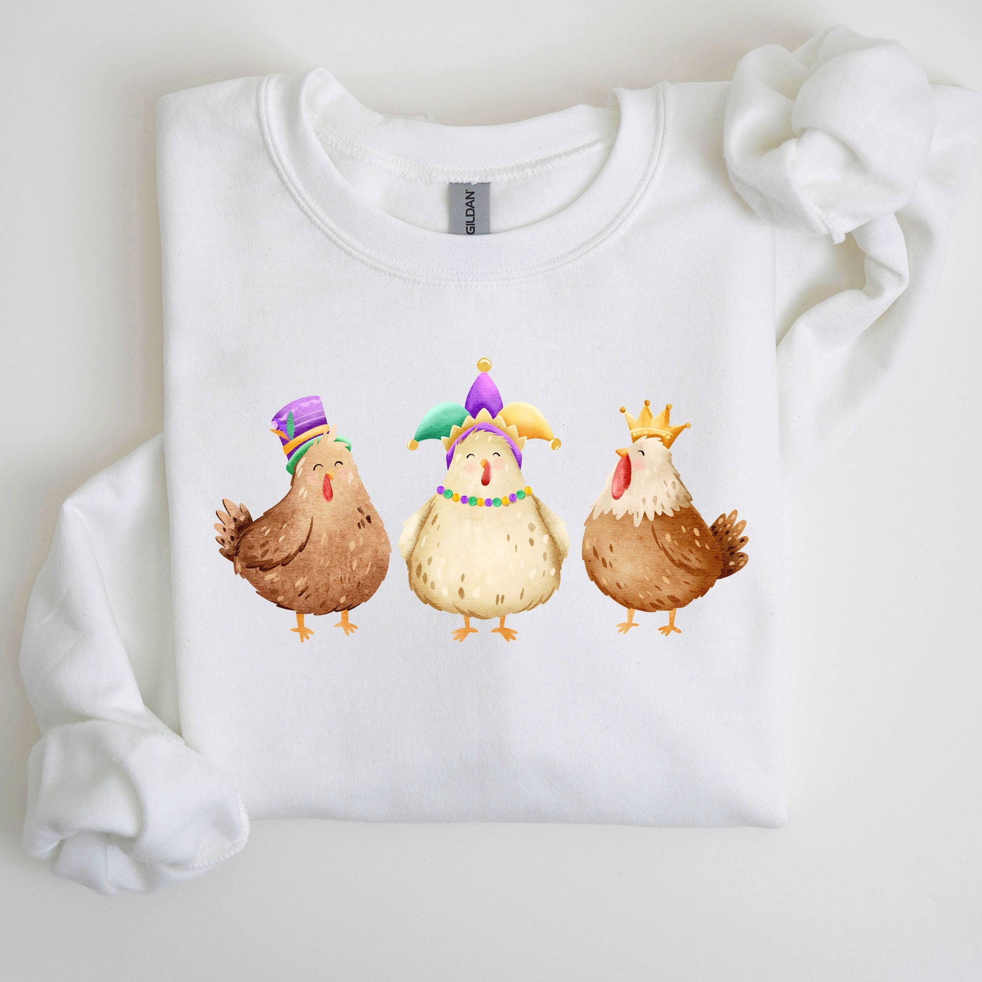 Mardi Gras Chickens Farm Carnival Fleur De Lis Fat Tuesday Parade Festival Sweatshirt