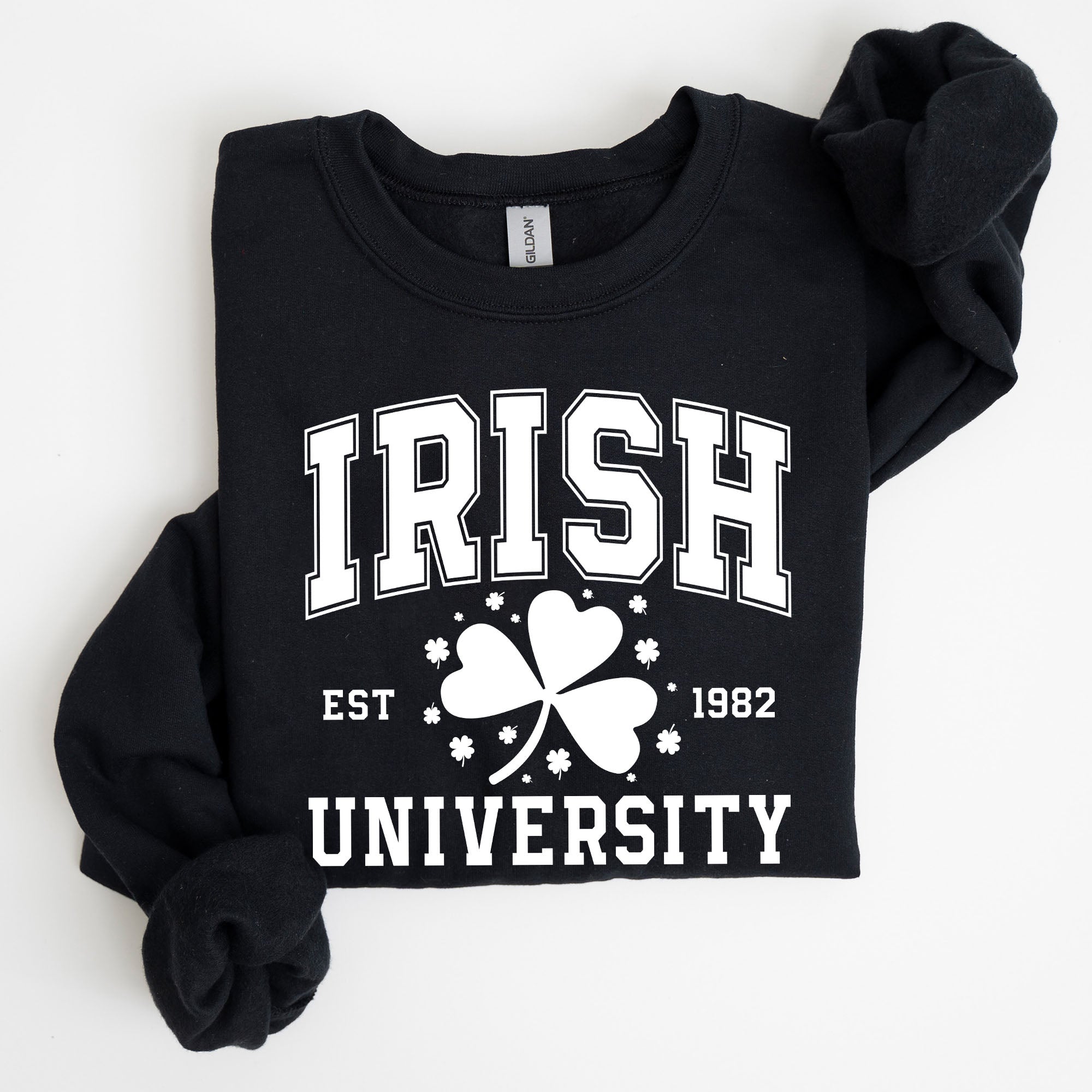 Irish University Lucky Charm St Paddy's Day Coquette Bow Clover Shamrock Sweatshirt