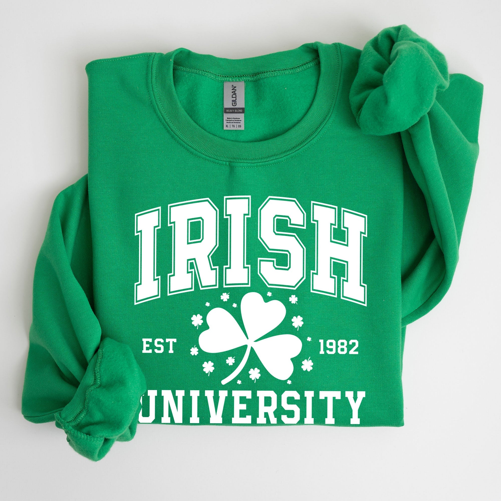 Irish University Lucky Charm St Paddy's Day Coquette Bow Clover Shamrock Sweatshirt
