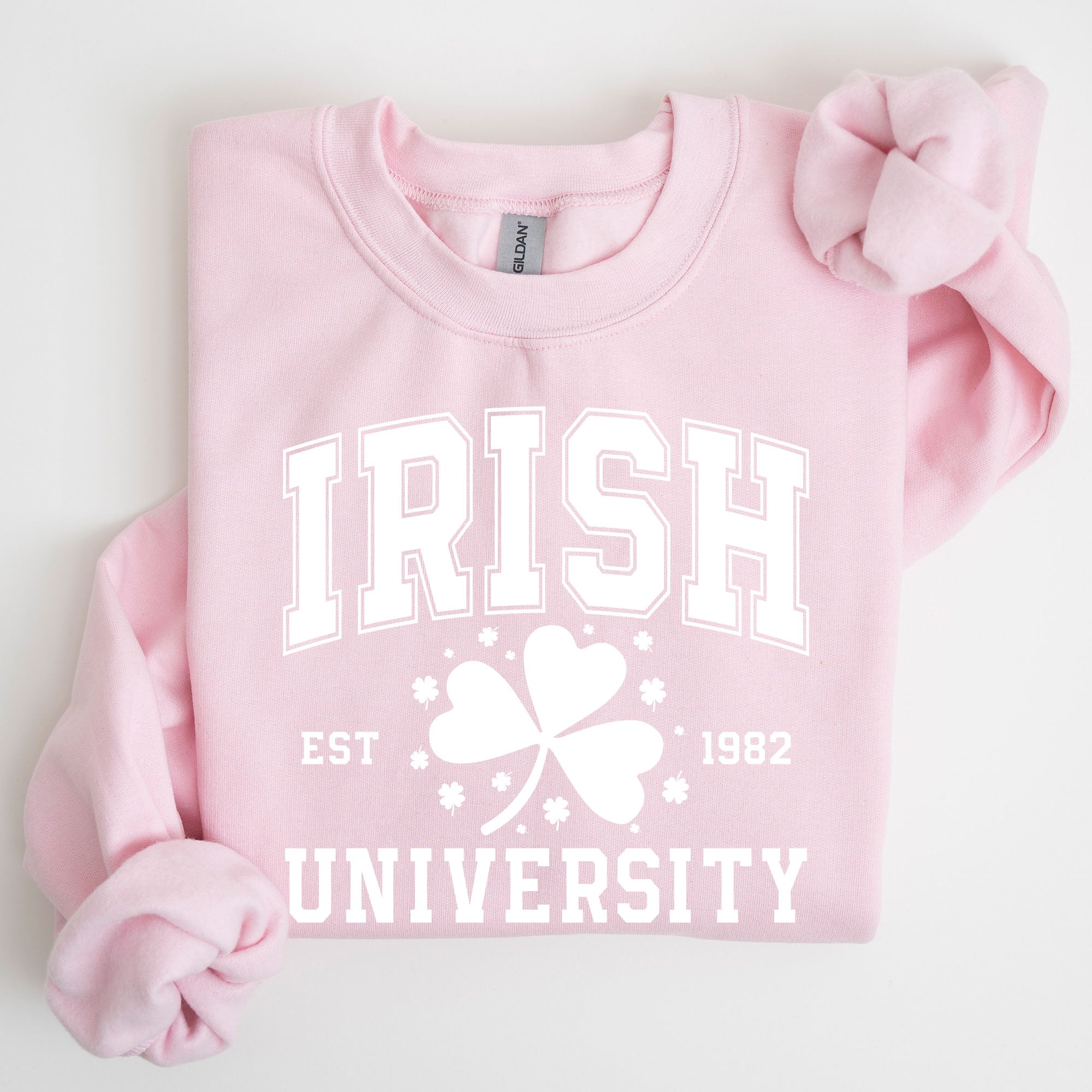 Irish University Lucky Charm St Paddy's Day Coquette Bow Clover Shamrock Sweatshirt