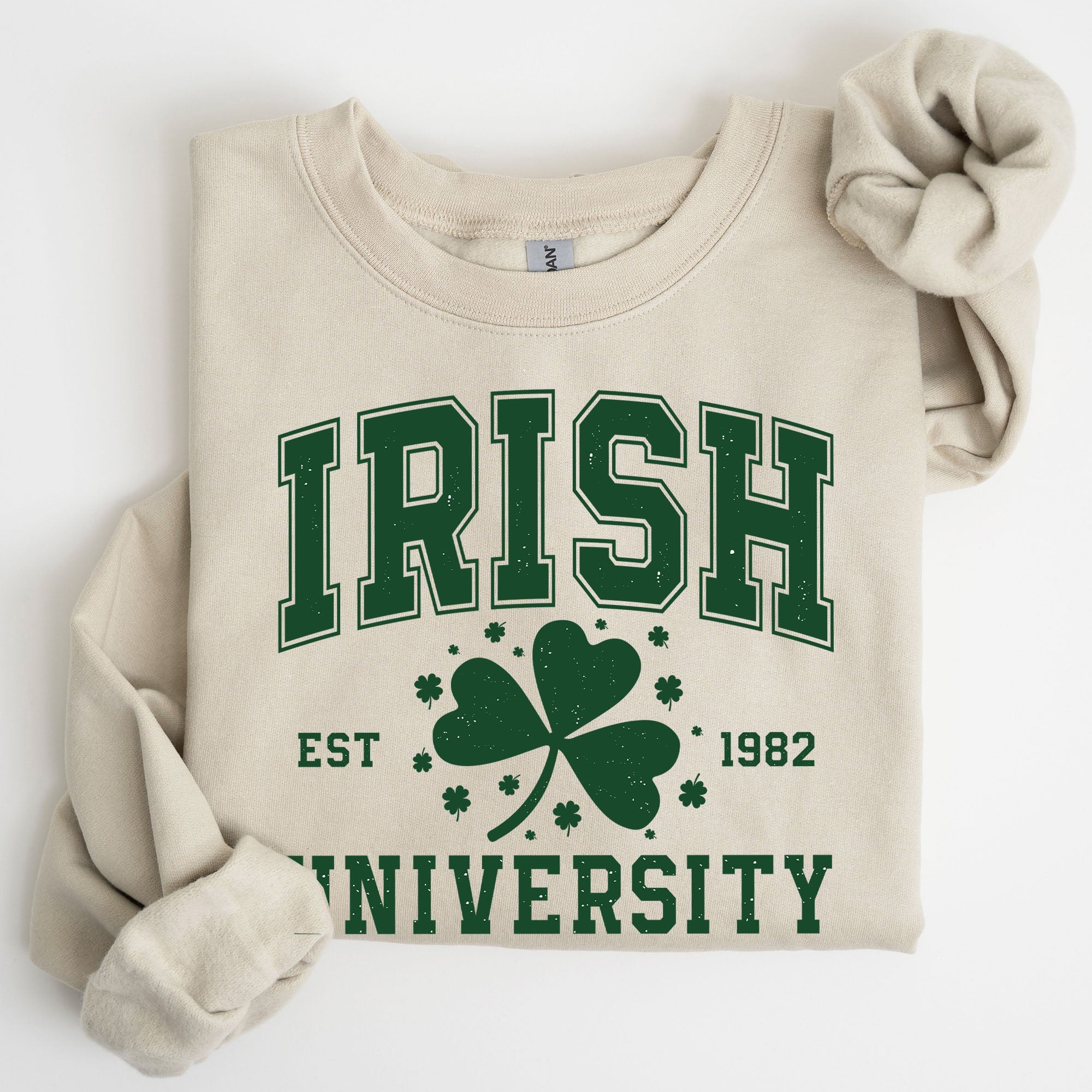 Irish University Lucky Charm St Paddy's Day Coquette Bow Clover Shamrock Sweatshirt