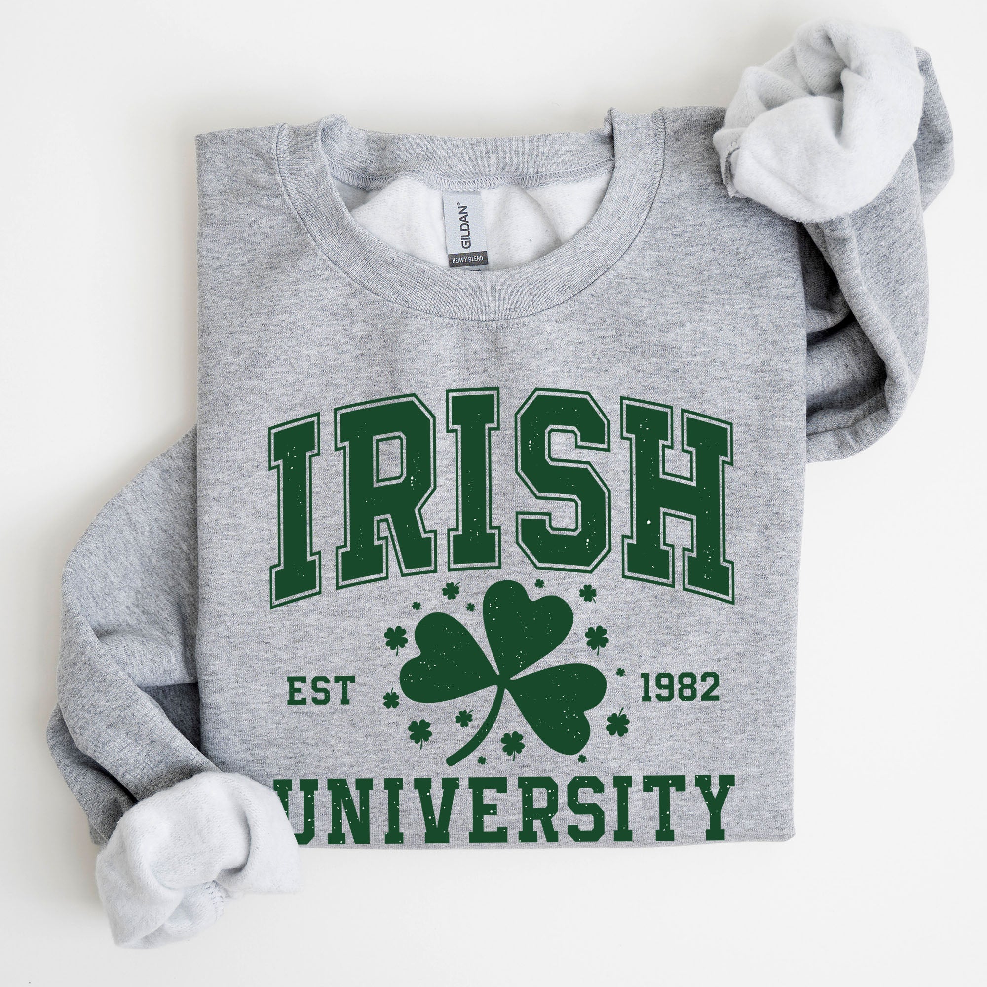 Irish University Lucky Charm St Paddy's Day Coquette Bow Clover Shamrock Sweatshirt