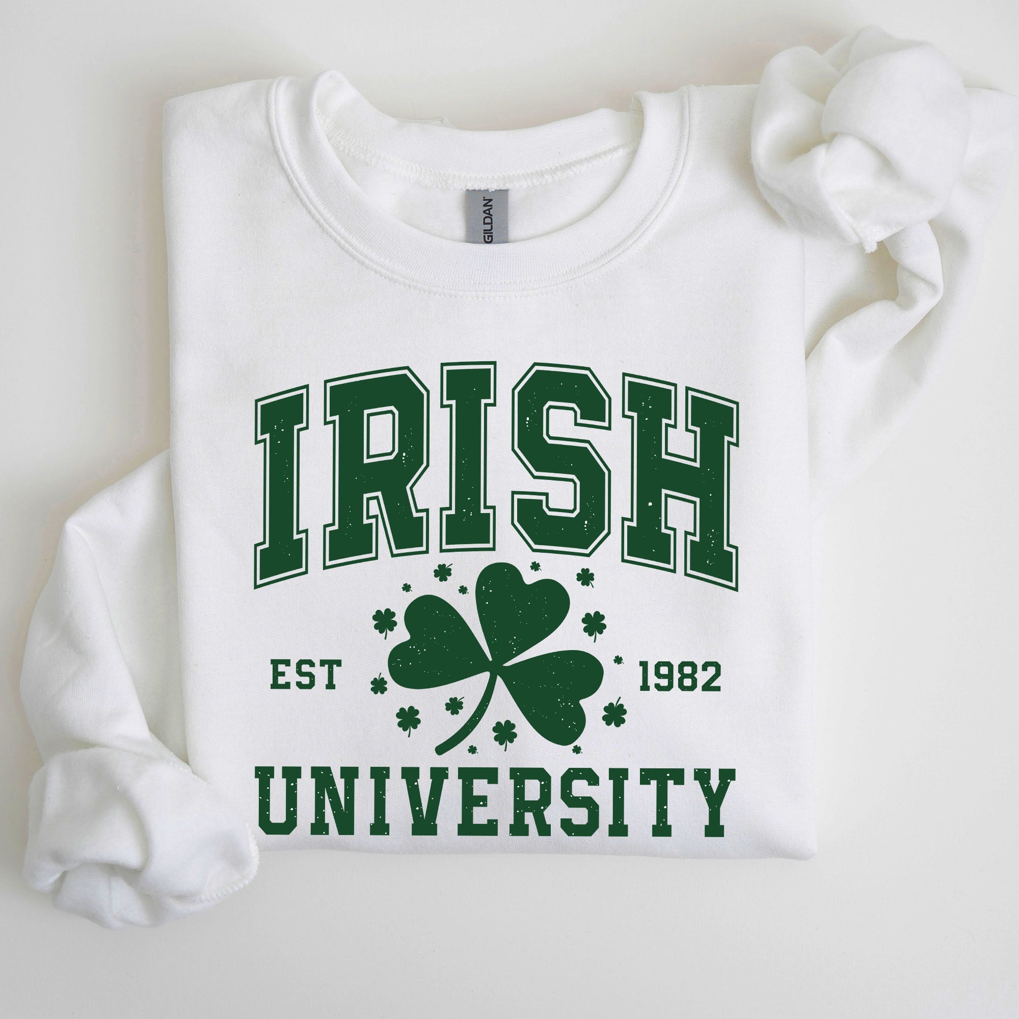 Irish University Lucky Charm St Paddy's Day Coquette Bow Clover Shamrock Sweatshirt