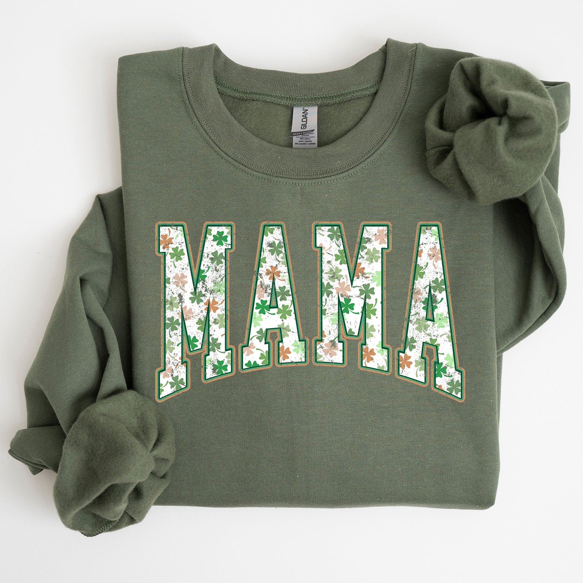 Mama Retro Cozy St. Paddy's Day Clover Shamrock Lucky Irish Lucky Charm Sweatshirt