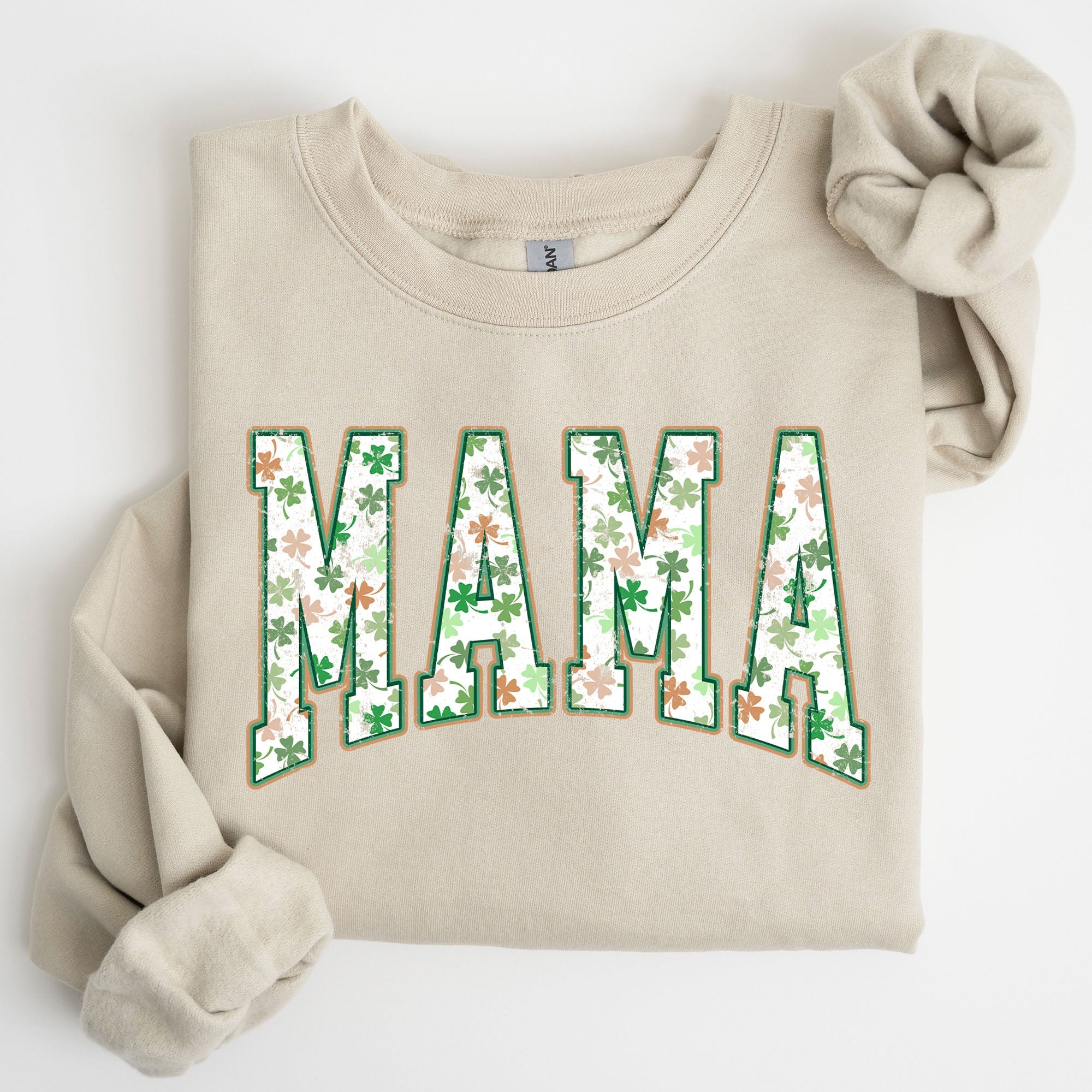 Mama Retro Cozy St. Paddy's Day Clover Shamrock Lucky Irish Lucky Charm Sweatshirt