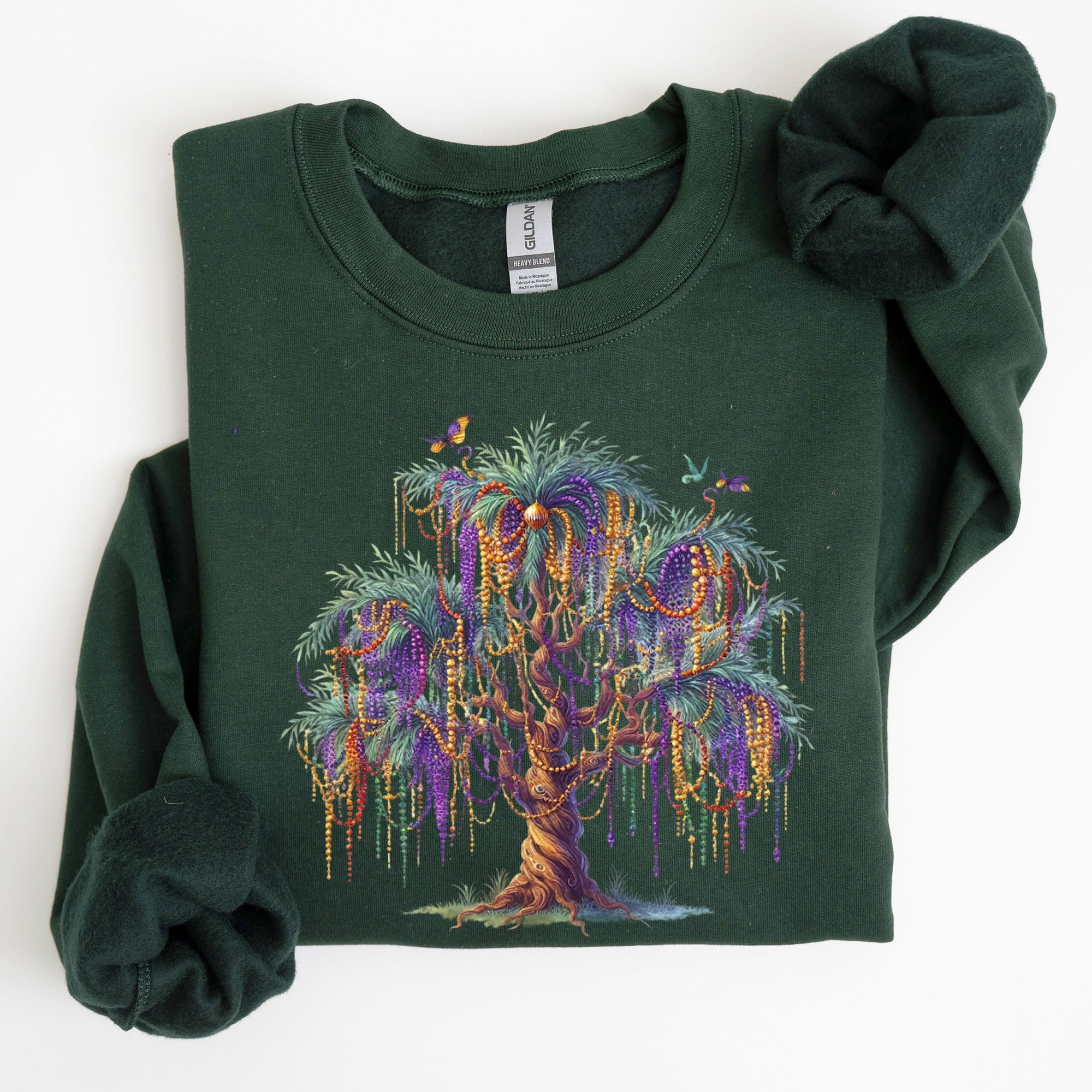 Mardi Gras Tree Beads Coquette Carnival Fleur De Lis Fat Tuesday Parade Sweatshirt