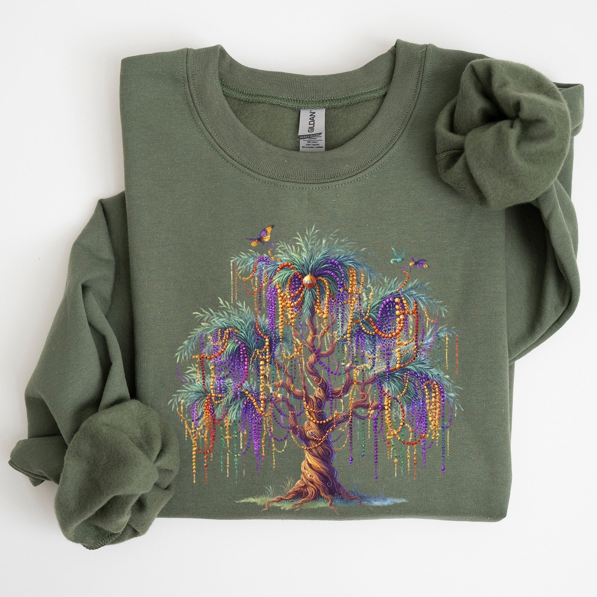 Mardi Gras Tree Beads Coquette Carnival Fleur De Lis Fat Tuesday Parade Sweatshirt