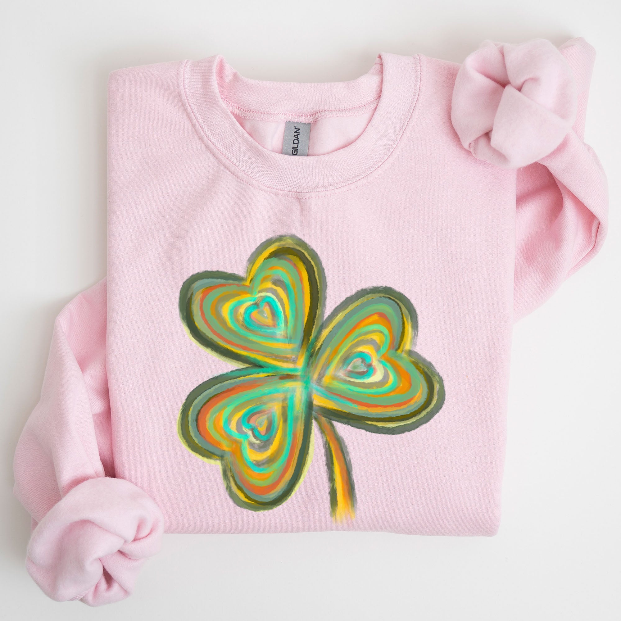 Pastel Shamrock Clover Lucky Irish Lucky Charm Retro St Patrick's Day Sweatshirt