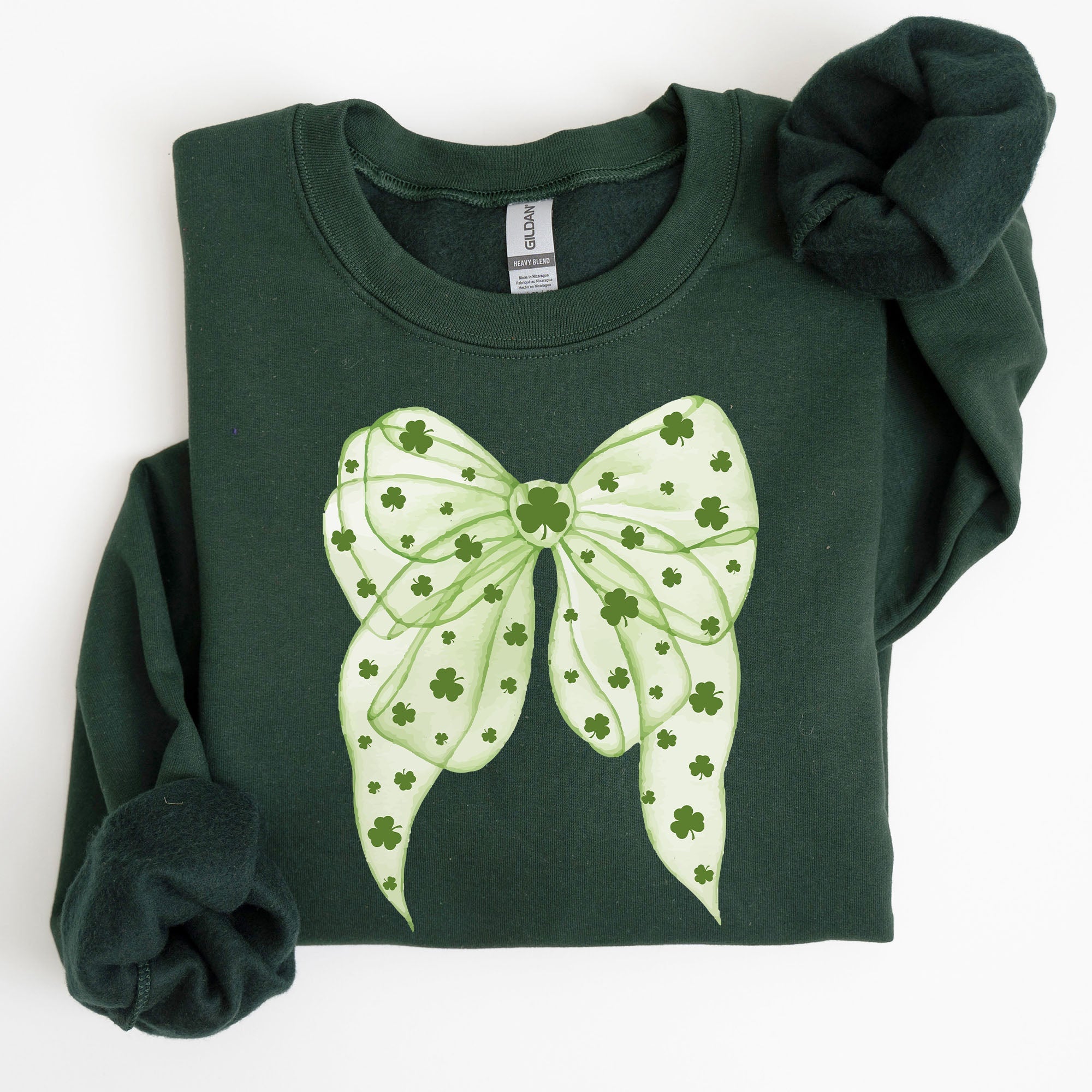 Green Coquette Bow Lucky Shamrock Irish Retro St Patrick's Day Celebration Sweatshirt