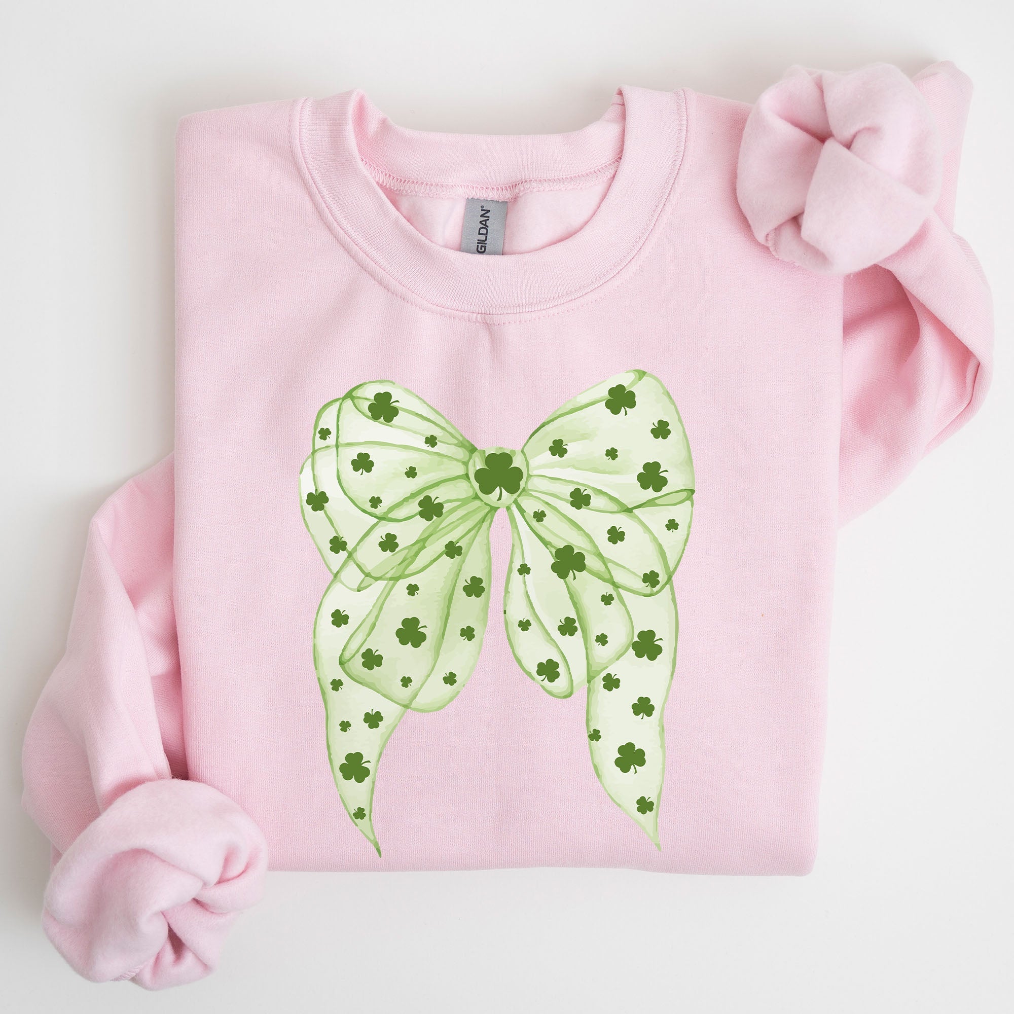 Green Coquette Bow Lucky Shamrock Irish Retro St Patrick's Day Celebration Sweatshirt